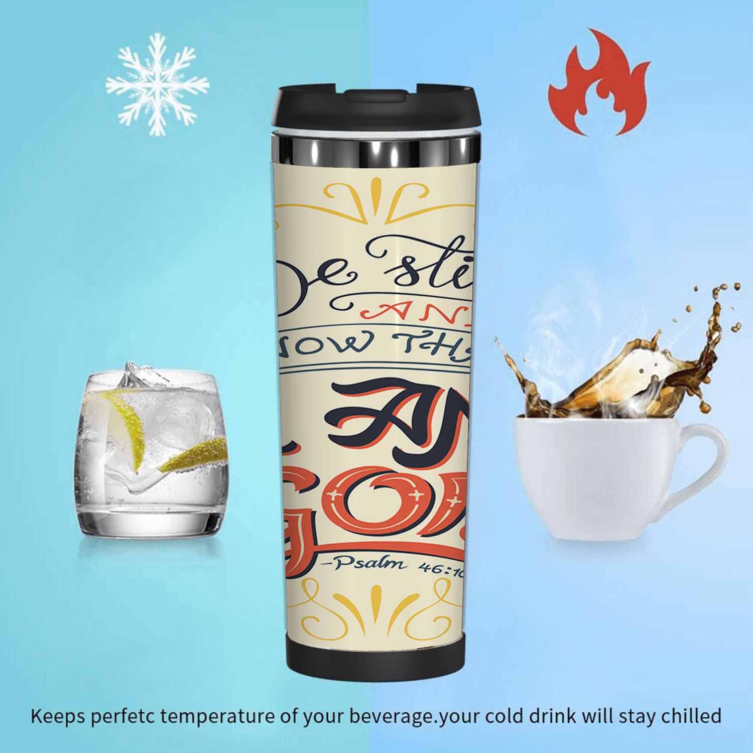 WONDERTIFY Bible Coffee Mug - Stainless Steel, Double Walled - Psalm 46:10 for Travel & Gifts