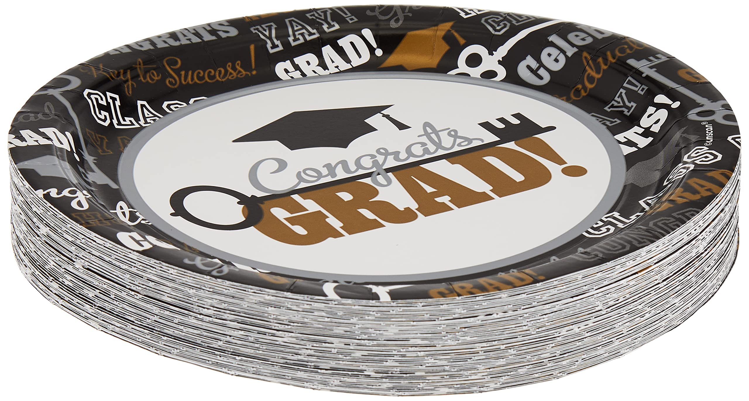 Key To Success Plates - 60 Pack Party Favors for Graduation, Birthday & Celebration Events - Perfect for Decorations, Desserts & Snacks