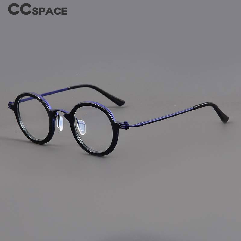 CCspace Unisex Full Rim Irregular Round Acetate Titanium Eyeglasses Frame 54698 - Lightweight & Durable for Work, Reading, and Fashion Accessory