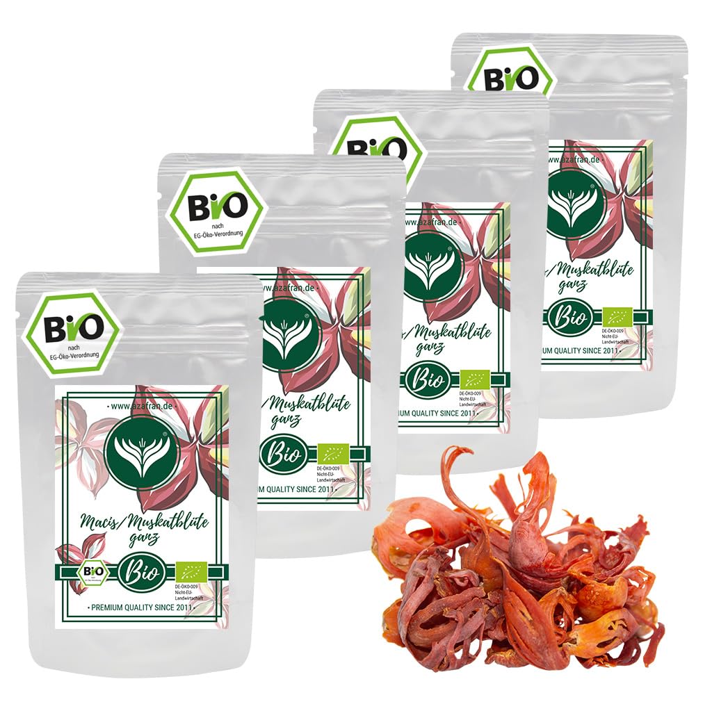 Organic Saffron & Whole Mace Spice - Premium 200g for Baking, Cooking & Gourmet Dishes | Azafran BIO Macis Muskatblüte
