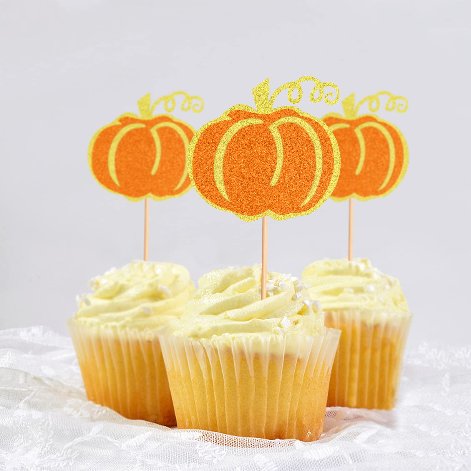 24 Pack Pumpkin Cupcake Toppers for Baby Shower, Birthday Party & Gender Reveal - Fall Themed Cupcake Decorations for Boys, Girls & Neutral Celebrations - Perfect for Autumn, Halloween & Thanksgiving Desserts