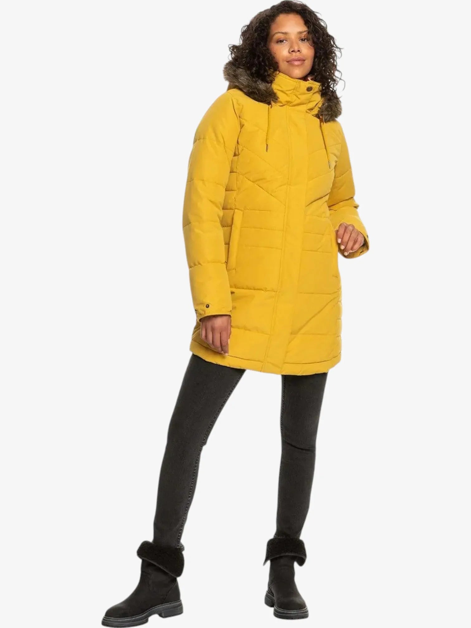 Roxy Ellie Yellow Puffer Jacket - Women's Winter Coat for Outdoor Activities & Casual Wear