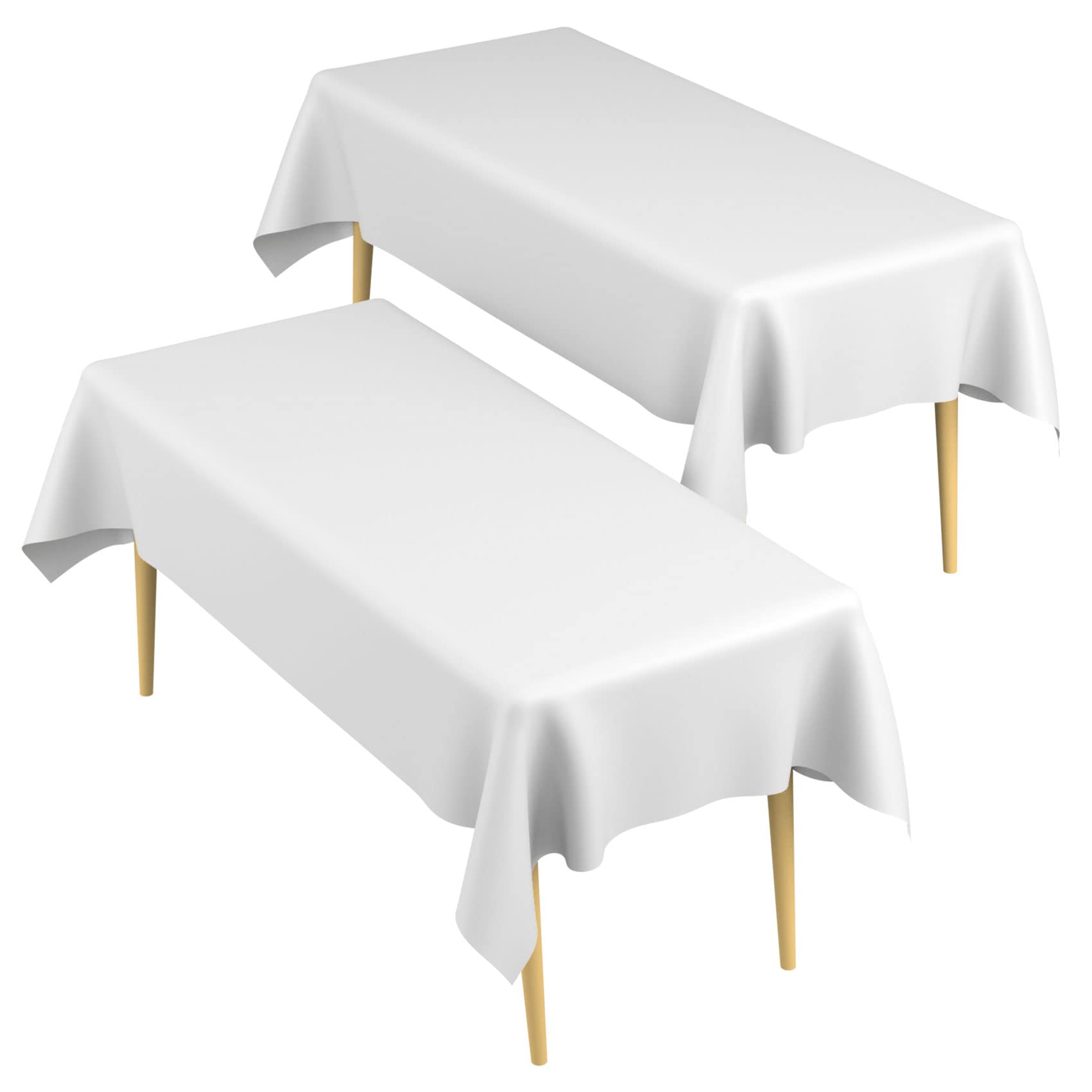 Premium White Disposable Plastic Tablecloth 54x108 Inch - 2 Pack Rectangle Table Cover for Parties, Weddings, Birthday Dinners & Events - Waterproof & Easy Clean Table Decor for Indoor/Outdoor Use