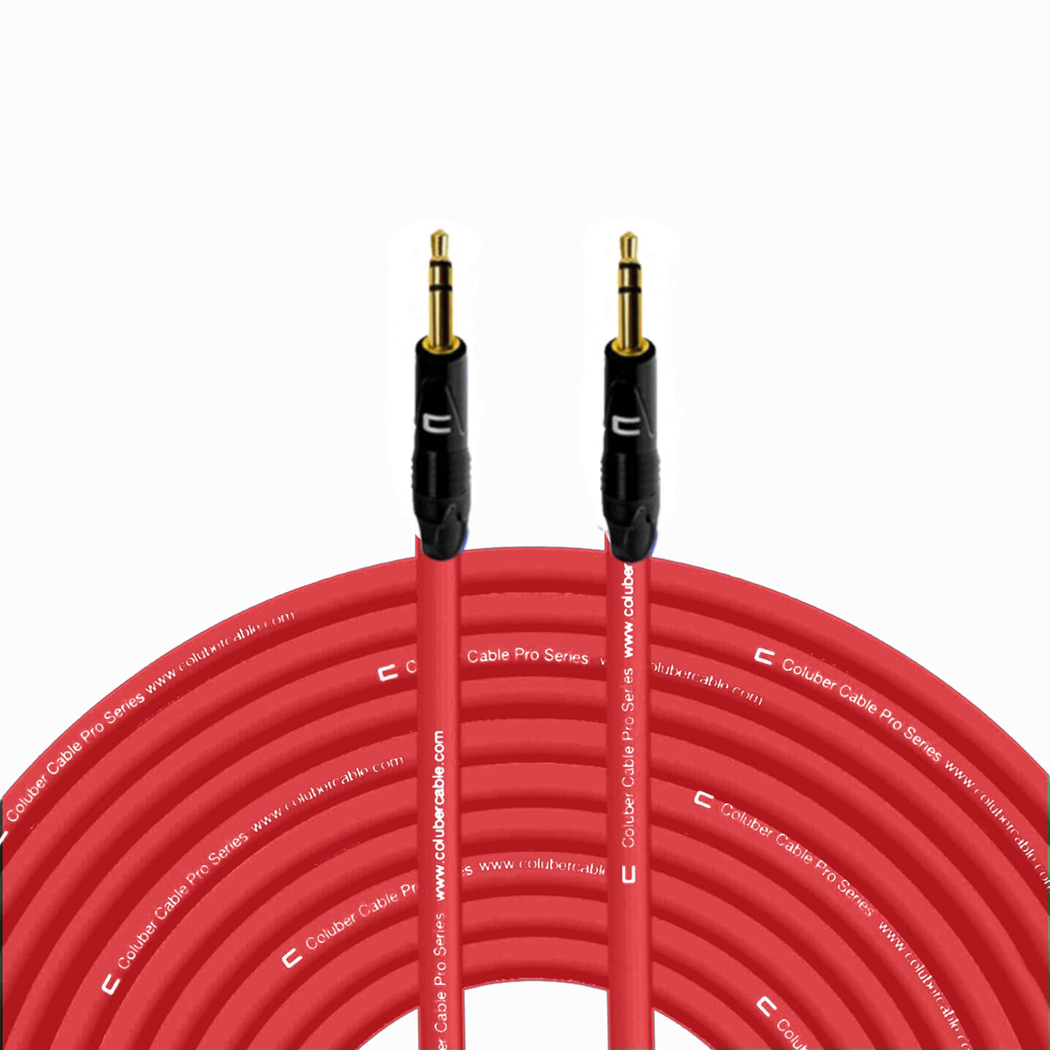 Coluber Cable 3.5mm TRS Male to TS Male 200ft Red - Professional 3-Pin Microphone Cable for Powered Speakers, Audio Interfaces & Mixers - Perfect for Live Performances, Studio Recording & DJ Setups