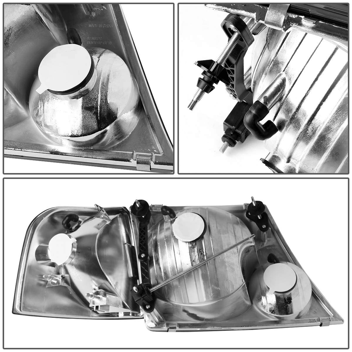 Auto Dynasty Chrome Housing Amber Corner Headlight Lamps + Tool Kit - Compatible with Ford Explorer 2002-2005 | Replacement Headlights for Improved Visibility & Style