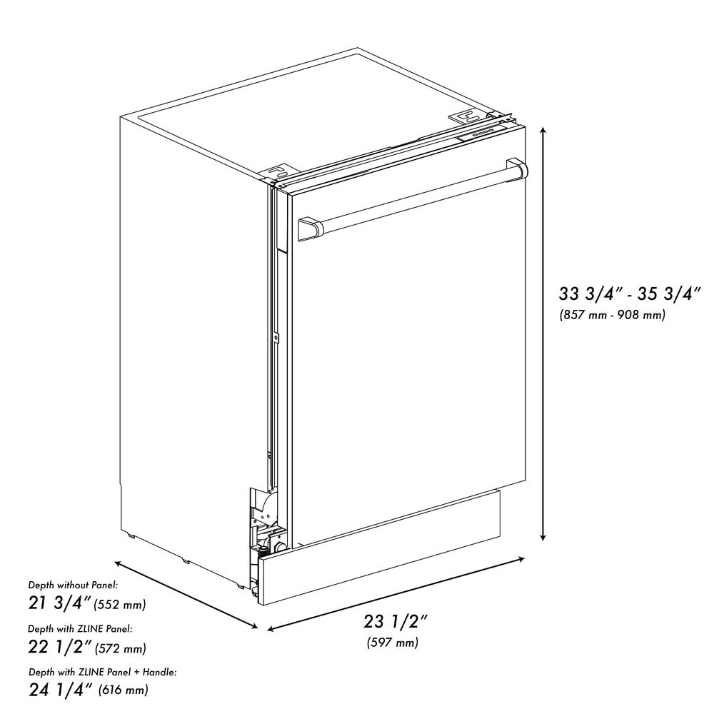 ZLINE Autograph Edition 24 Inch 3rd Rack Top Control Tall Tub Dishwasher - White Matte Finish with Matte Black Handle, Ultra Quiet 51dBa (DWVZ WM 24 MB) - Perfect for Modern Kitchens, Small Spaces, and Open-Concept Homes