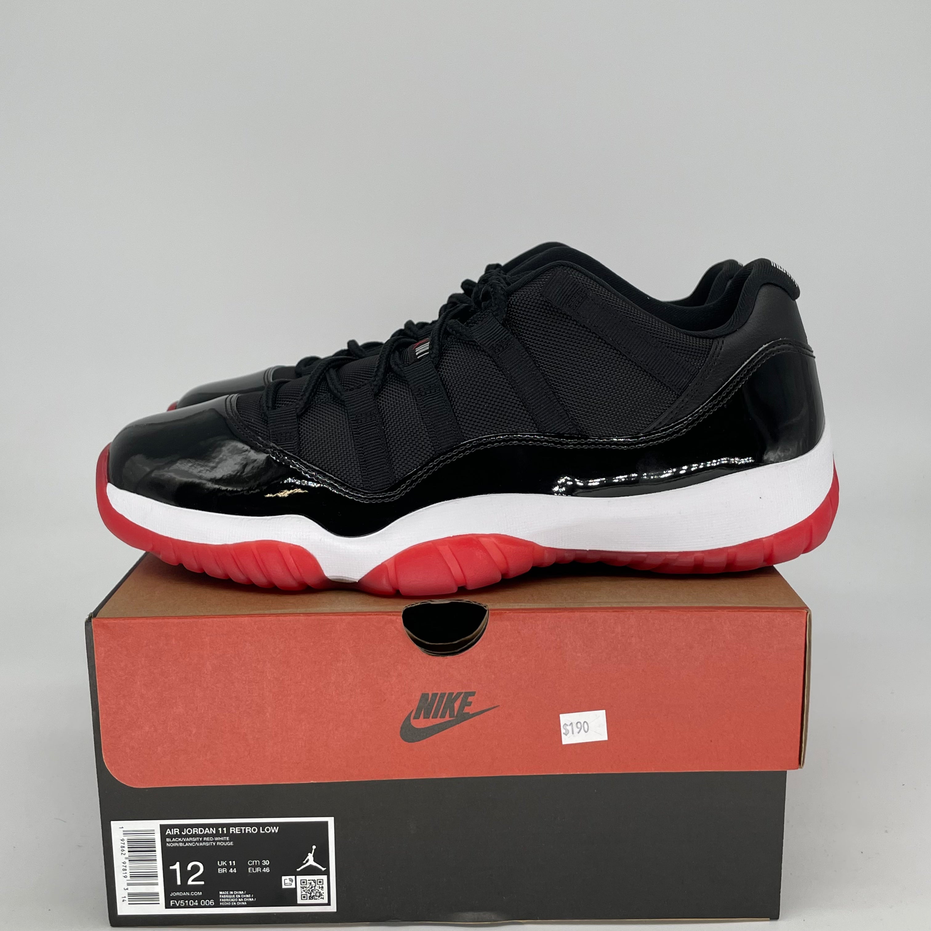 Original Air Jordan 11 Low Bred Men's Basketball Shoes - Size 12 (FV5104-006) | Retro Sneakers for Casual Wear, Street Style & Sneaker Collectors