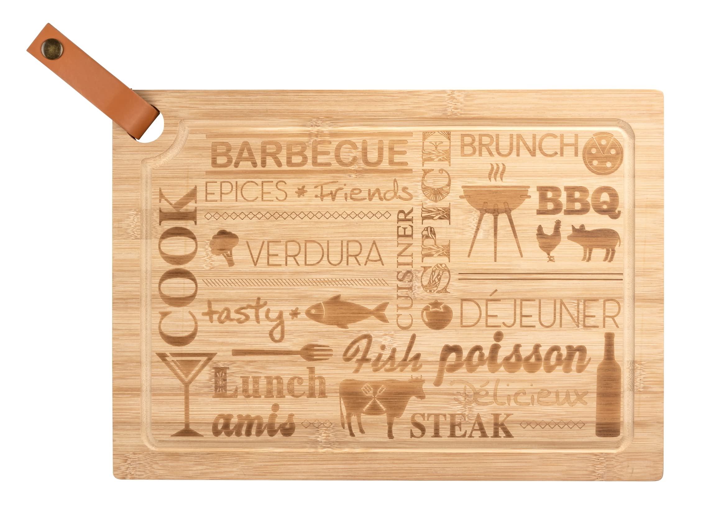 Premium WENKO Wooden Steak Cutting Board with Juice Groove - Large Kitchen Chopping Block for Meat, Vegetables & Fruits | Non-Slip, Easy to Clean | Perfect for Grilling, BBQ & Food Prep