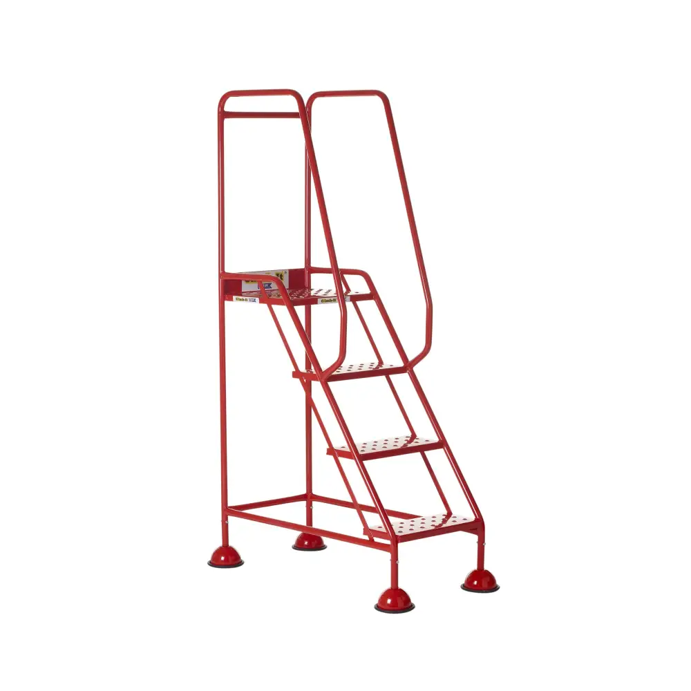 Climb It UK Domed Feet Steps - Red Non-Slip Ladder Accessories for Home, Garage, and Workshop Use