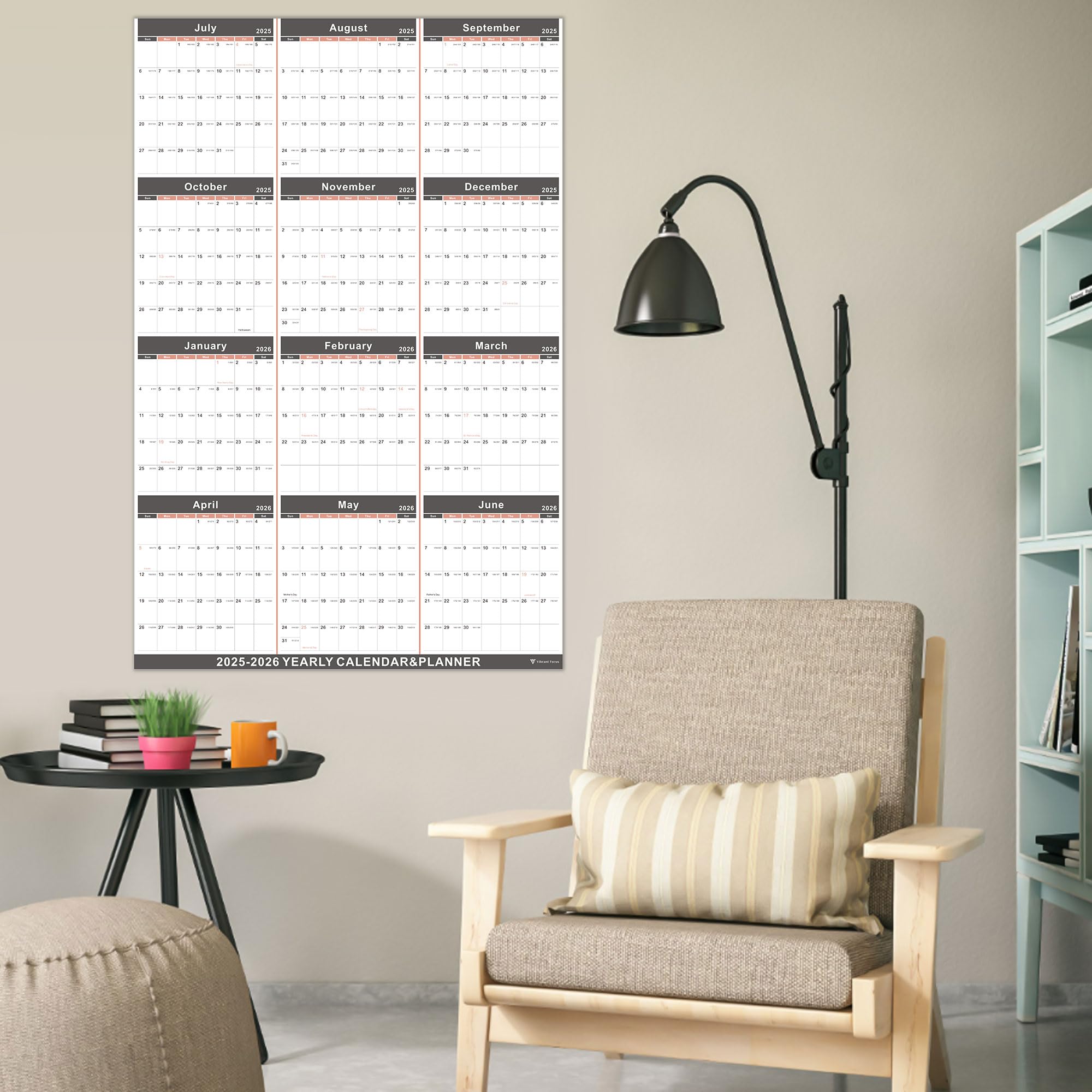 2025-2026 Yearly Wall Calendar & Planner - Large 34.7