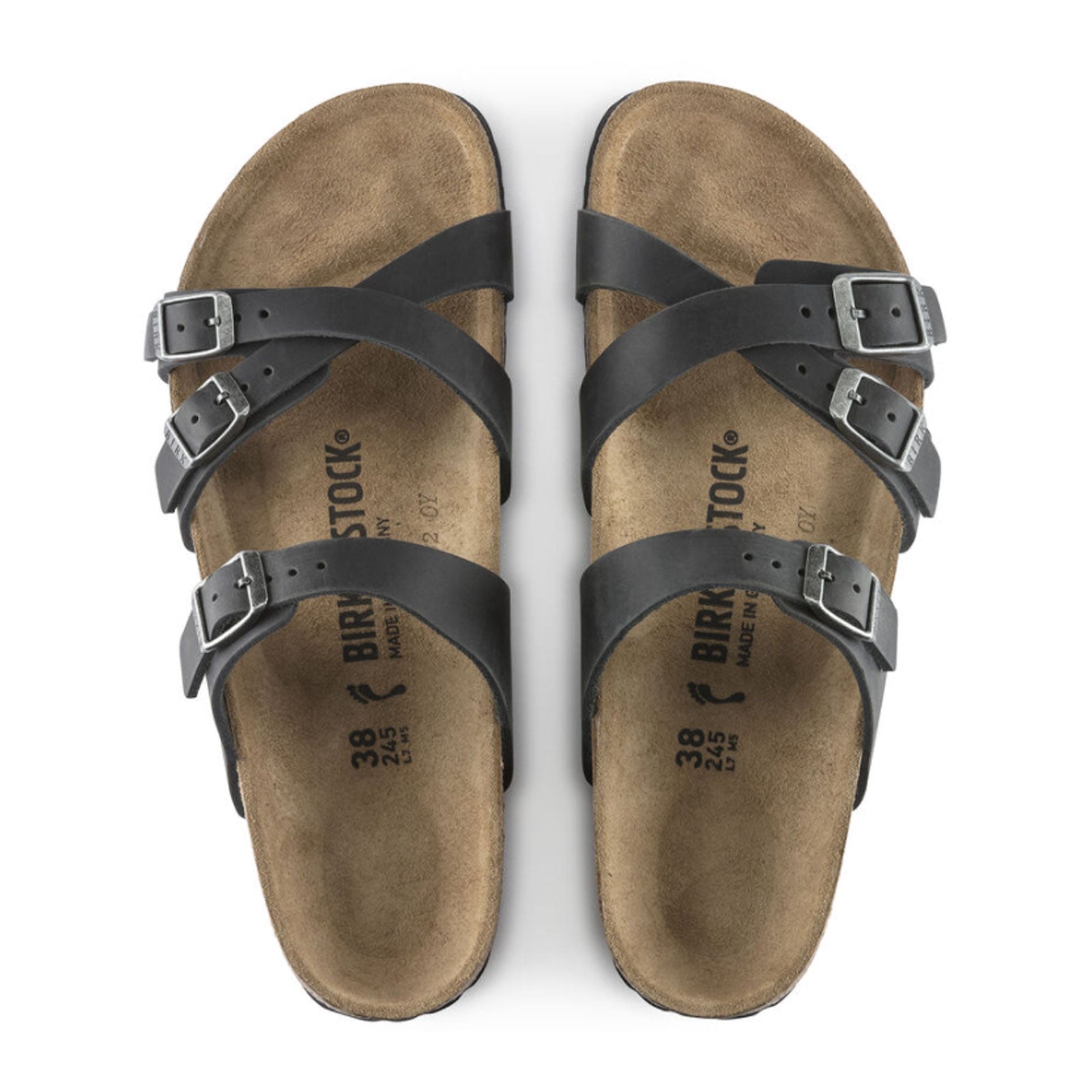 Birkenstock Franca Slide Sandals for Women - Black Oiled Leather Comfortable Summer Sandals for Beach, Pool, and Casual Wear