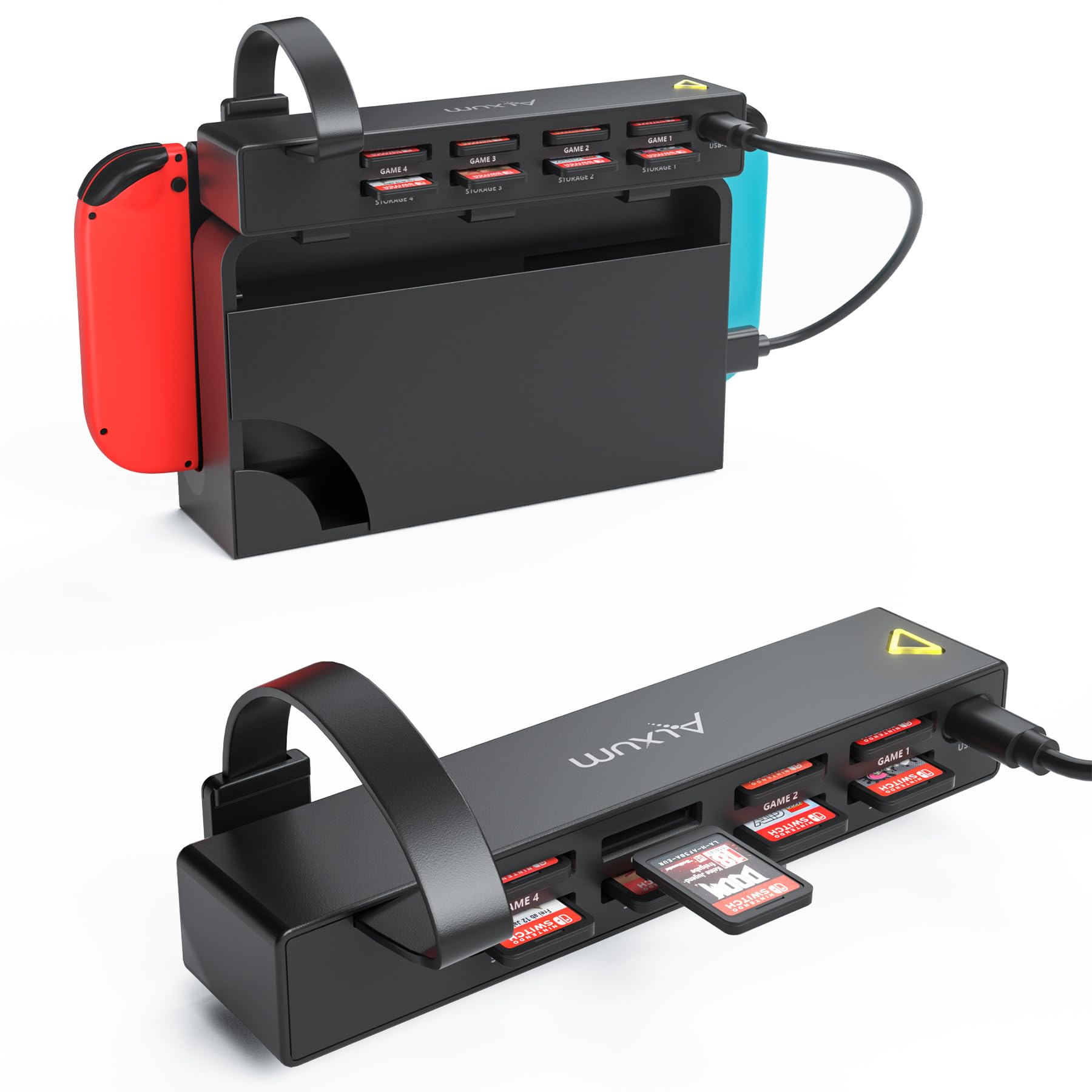 8-in-1 Nintendo Switch Game Card Reader & Holder - Compatible with Switch/Switch OLED - Quick Identification Multi-Game Switcher (4 Game Slots + 4 Storage Slots) - Perfect for Travel, Gaming Parties & Organized Storage