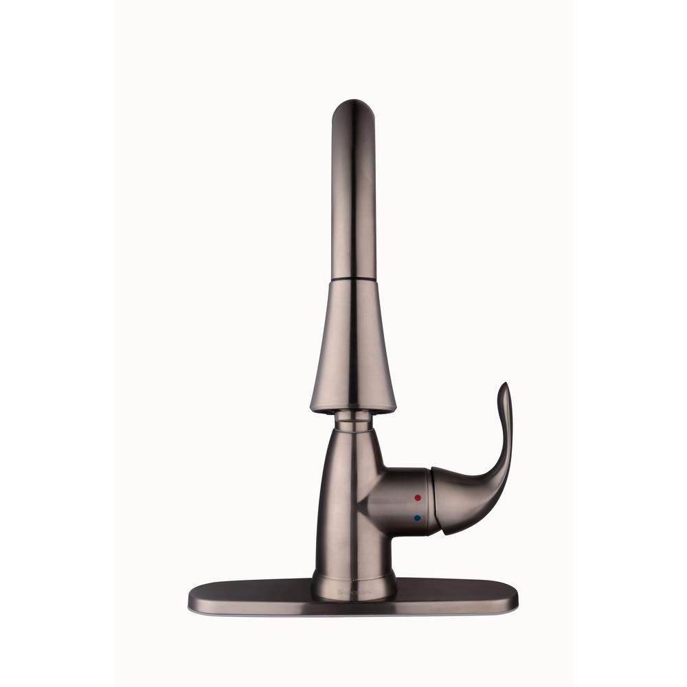 Stainless Steel Single-Handle Pull-Down Sprayer Kitchen Faucet by Glacier Bay - Modern Water-Saving Design for Cooking, Washing Dishes & Filling Pots (Model 67551-0308D2)