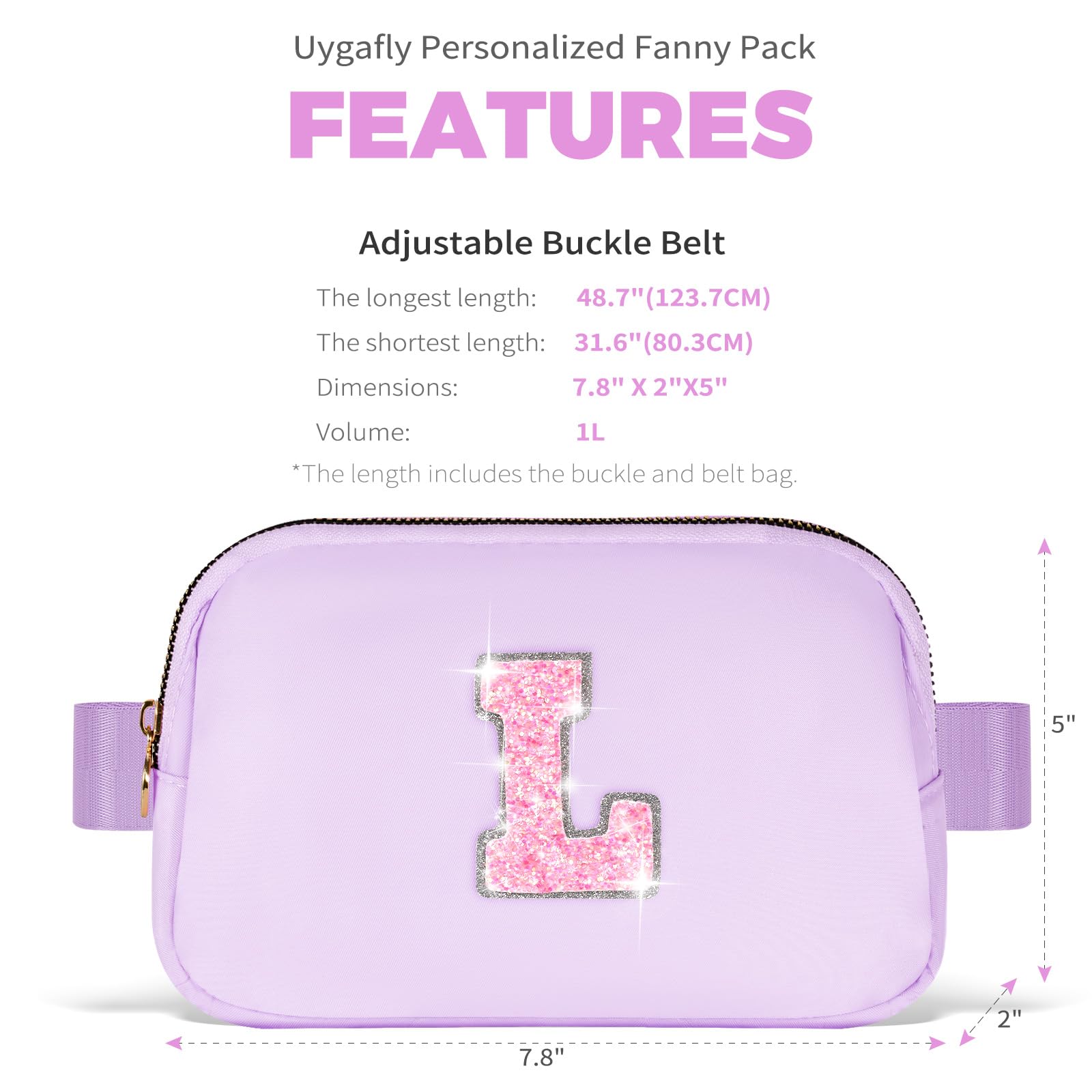 2025 Graduation Gifts for Girls, Teens & Women - Trendy Belt Bag with Initial L in Lavender | Perfect Graduation Party Accessories & School Essentials