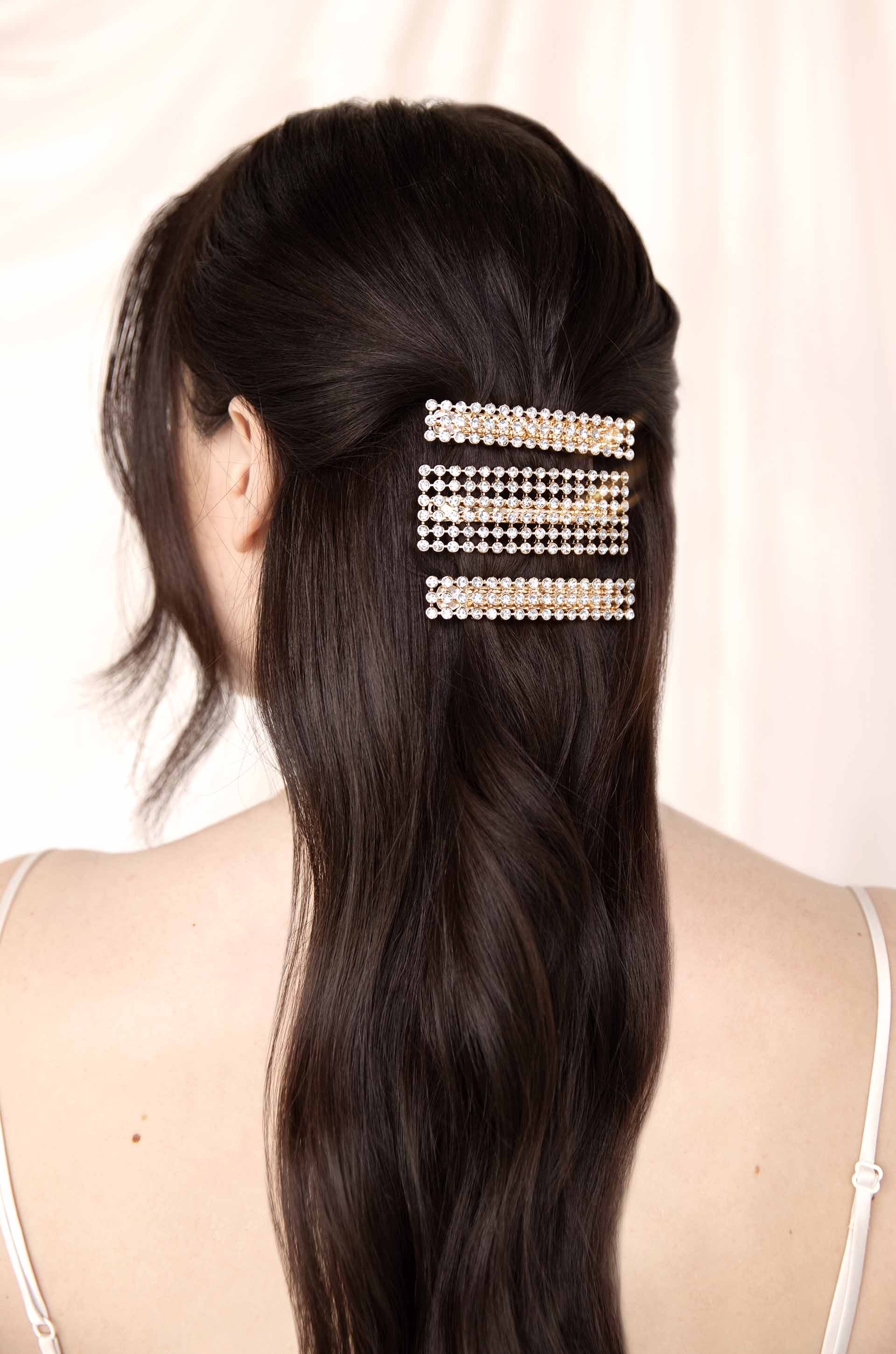 Disco Doll Crystal Hair Barrettes Set - Sparkling Rhinestone Hair Clips for Women & Girls - Perfect for Parties, Weddings & Everyday Glam
