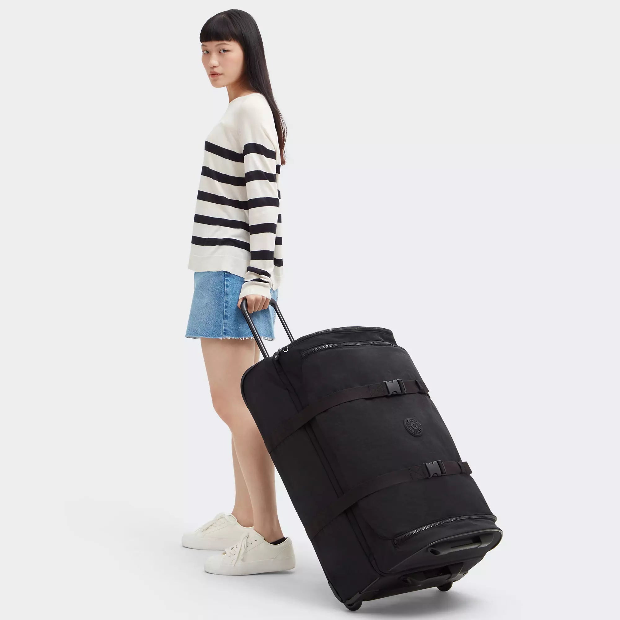 Kipling Aviana Large Rolling Luggage - Black Noir | Spinner Suitcase with 360° Wheels | Perfect for Business Travel & Vacation