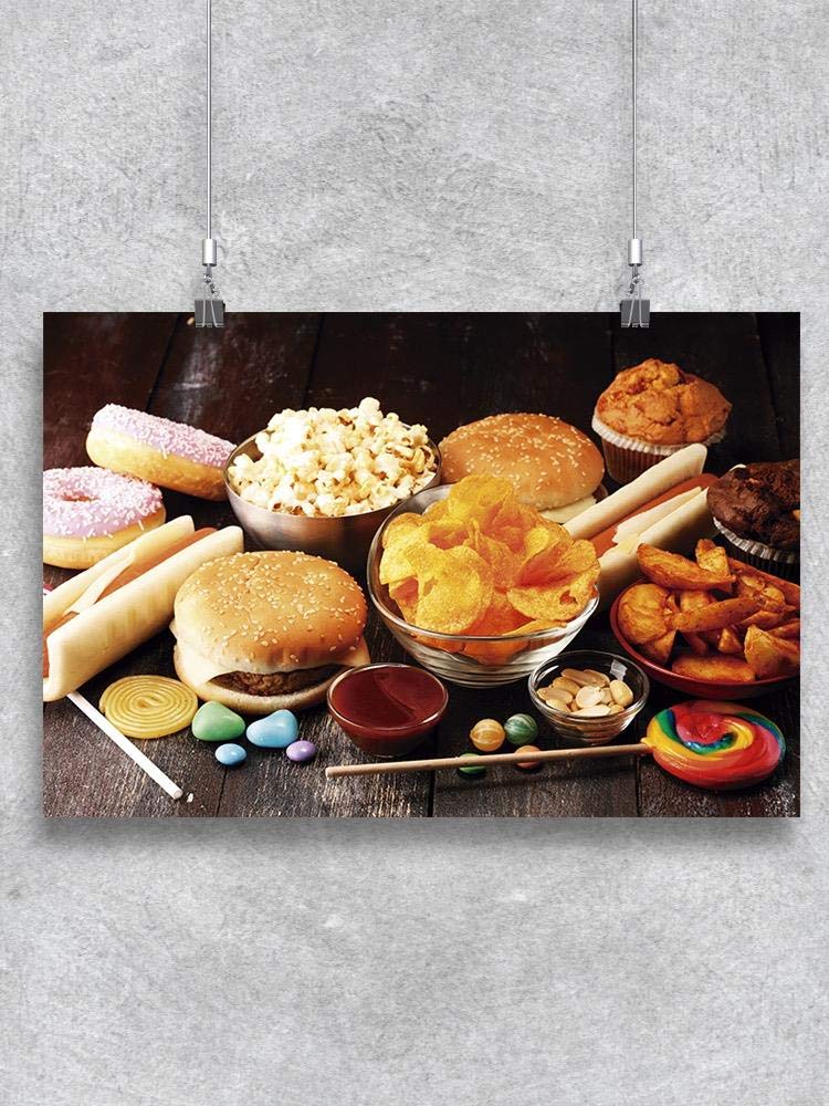 Fast Food Wall Art Poster - Vintage Diner Decor for Kitchen, Restaurant & Cafe - Perfect for Home, Office & Commercial Spaces