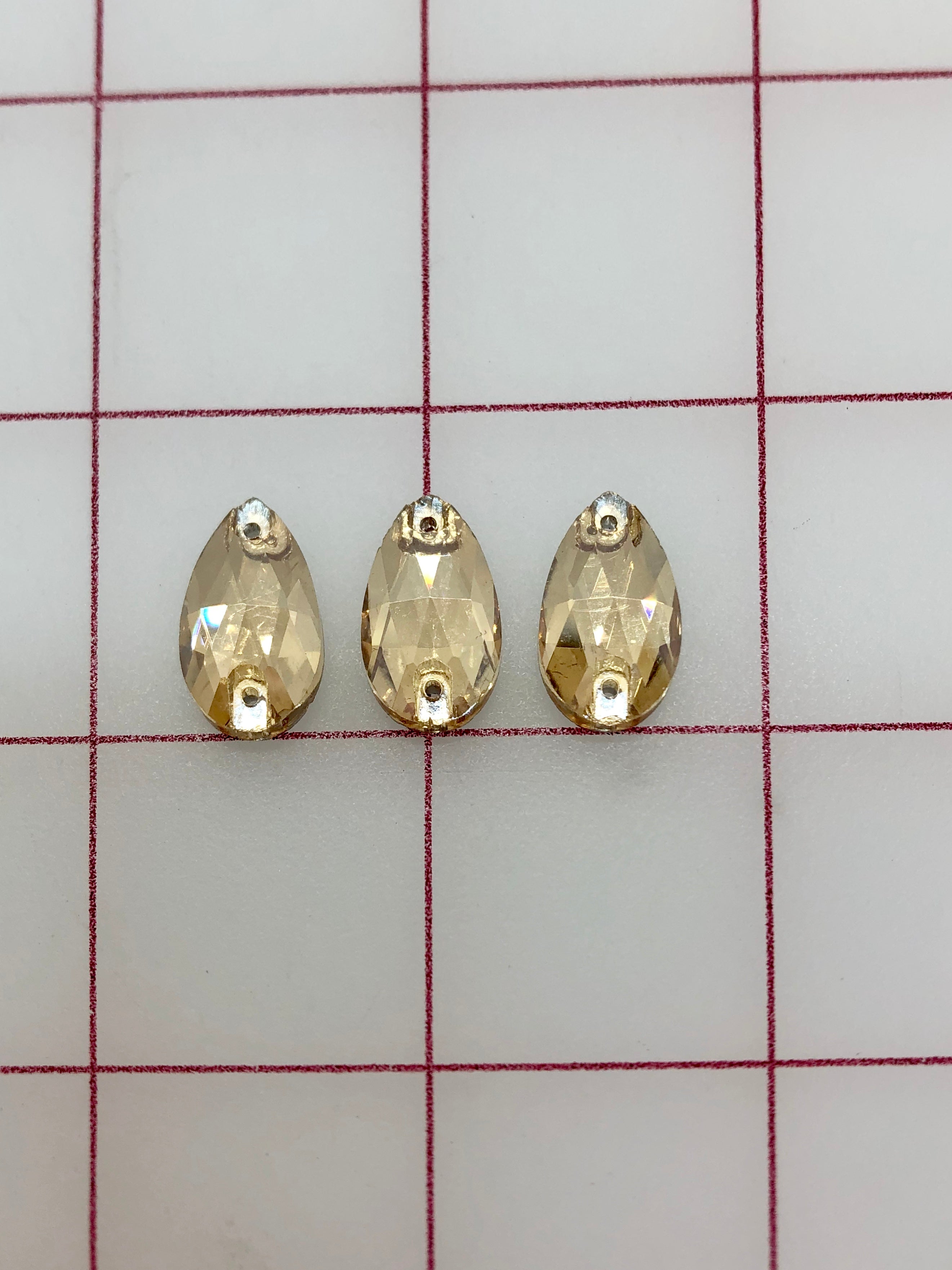 10x18mm Czech Rhinestones - Bright Cut Light Colorado Topaz Pear Shape Sew On for DIY Clothing, Jewelry Making, and Craft Projects