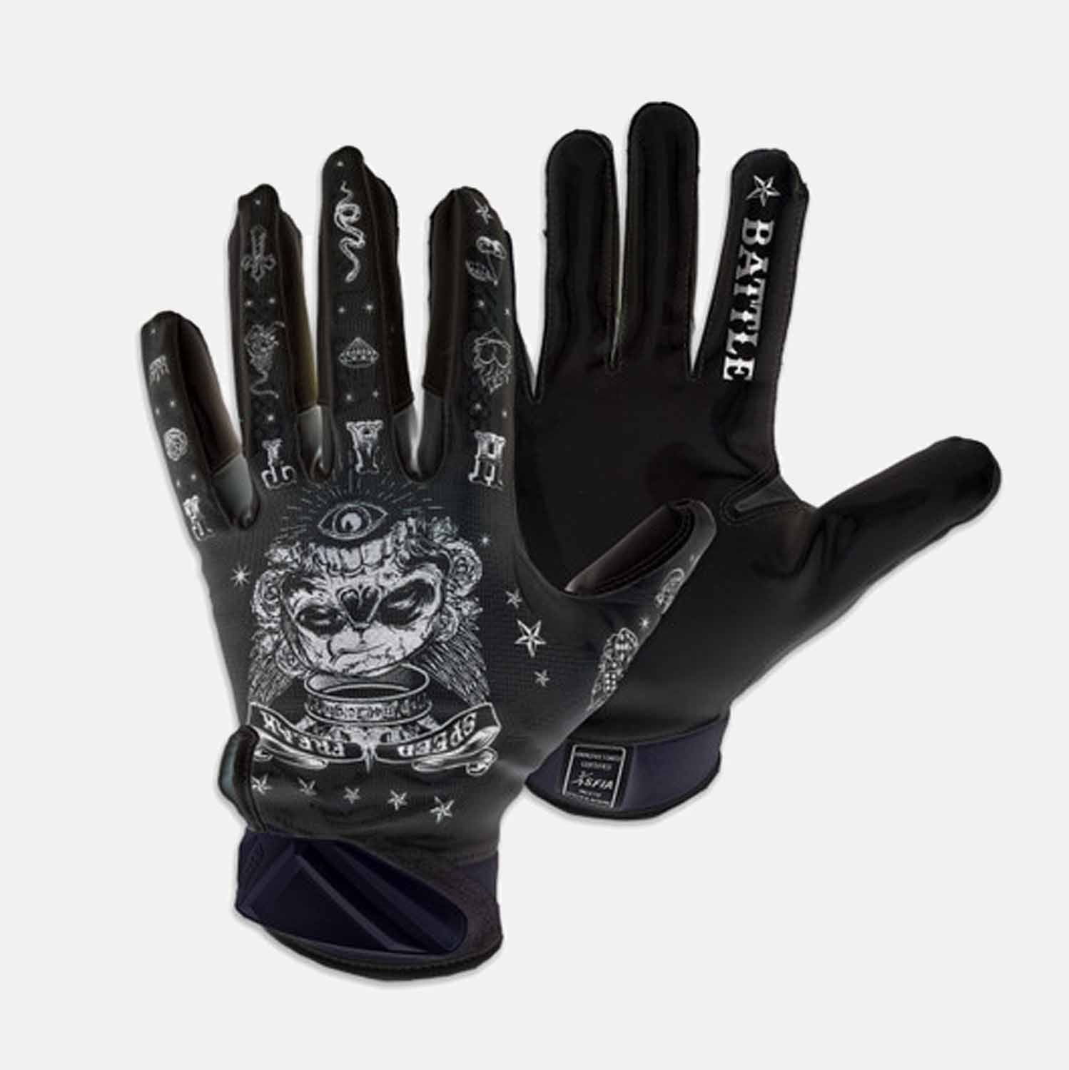 Adult Speed Freak Cloaked Receiver Football Gloves - Black - Perfect for Wide Receivers & Quarterbacks in Training & Games