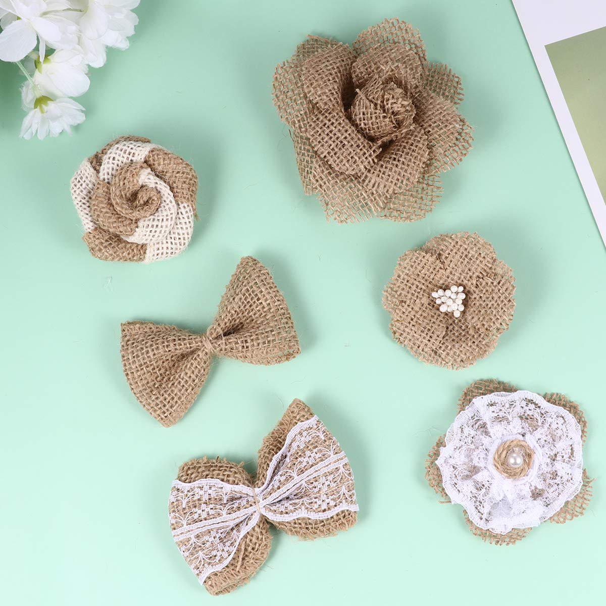 Healifty 24pcs Natural Burlap Rose Bows - DIY Rustic Flower Decor Set for Wedding, Home, Party & Craft Projects - Handmade Burlap Flowers for DIY Crafts, Centerpieces, Gift Wrapping & Seasonal Decorations