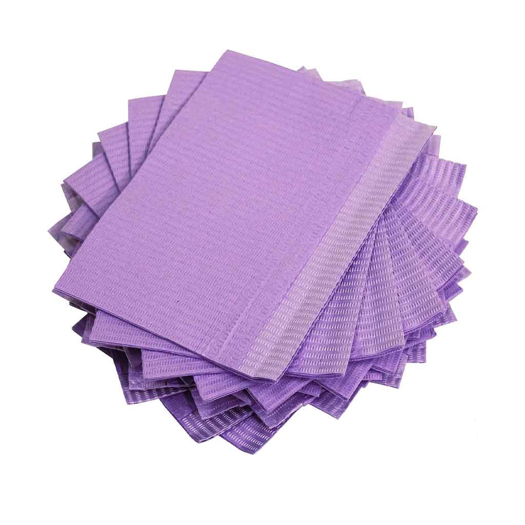Adenna Disposable Dental Bibs - 100 Pack, Violet - Soft & Absorbent for Dentist Visits, Oral Exams & Teeth Cleaning Procedures