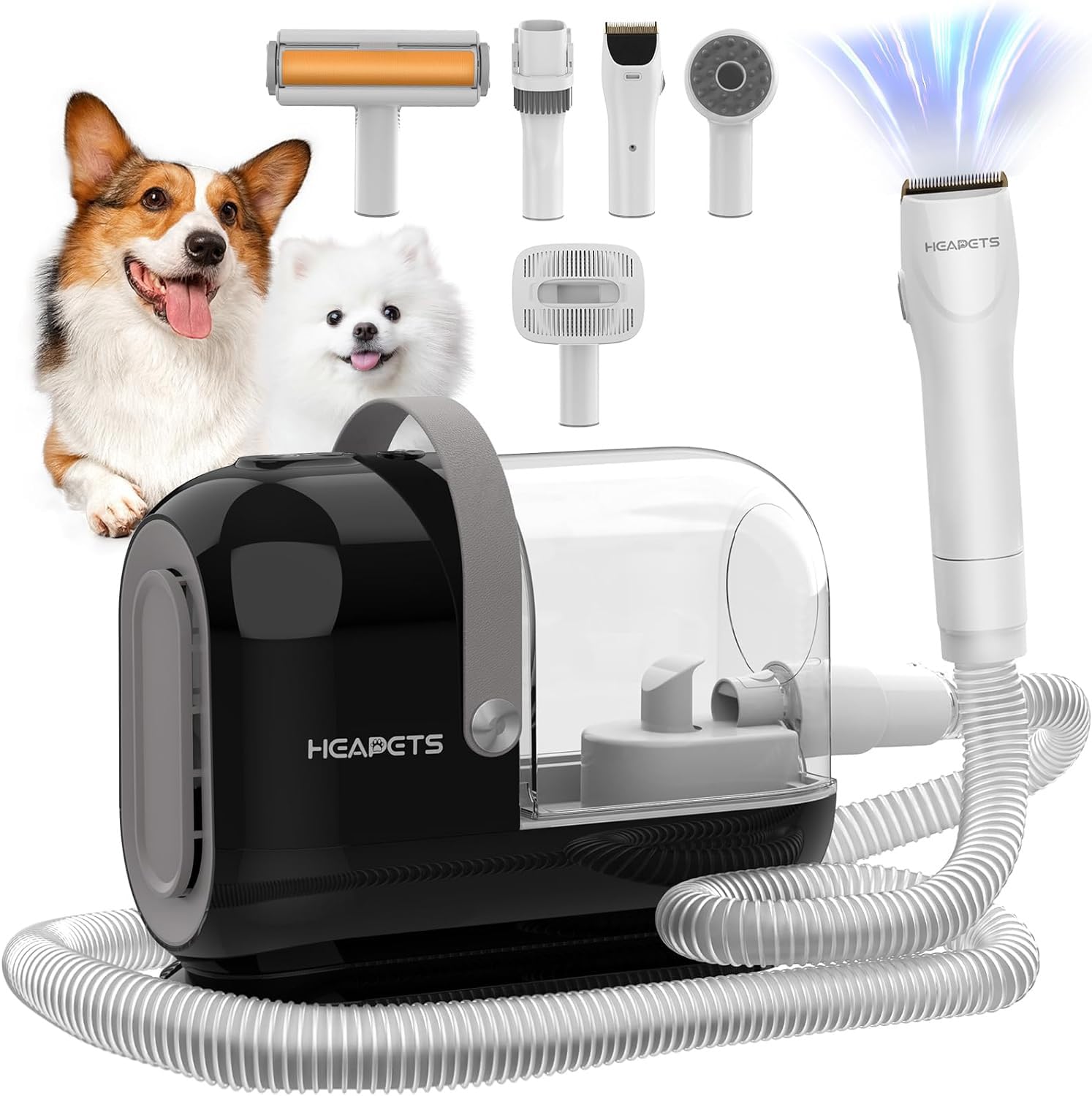 Dog Grooming Vacuum Kit - 3L Pet Hair Vacuum with 7 Attachments, Low Noise Electric Clipper & Brush for Home Pet Grooming, Shedding Control - Perfect for Regular Coat Maintenance & Allergy Reduction at Home