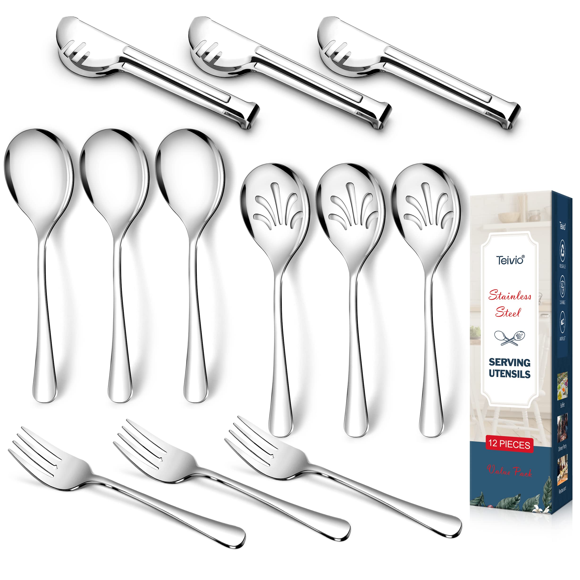 Premium 12-Piece Stainless Steel Serving Utensil Set - 10