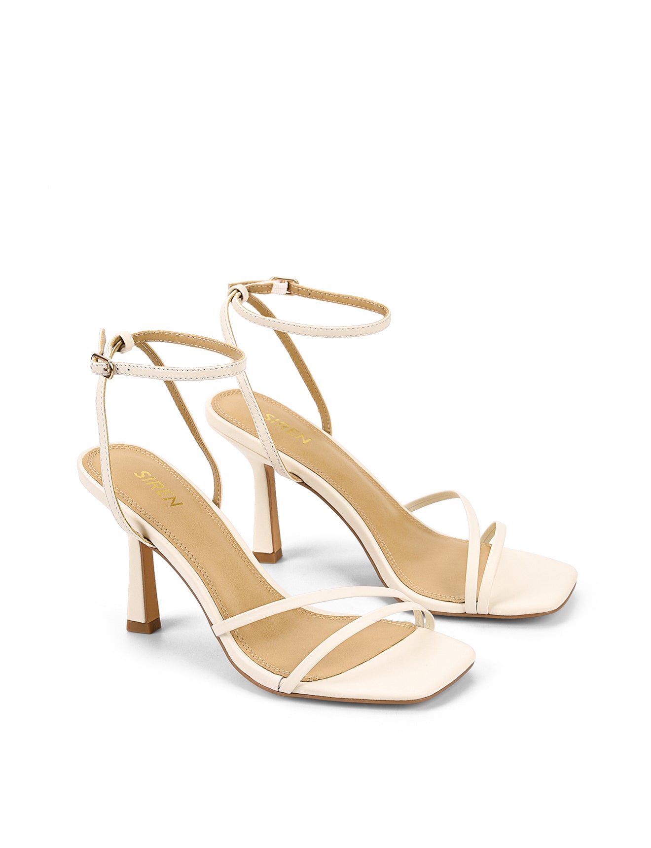 Chic Strappy Heels for Women - Comfortable Chalk Leather Sandals with Ankle Strap | Perfect for Weddings, Parties & Summer Outfits