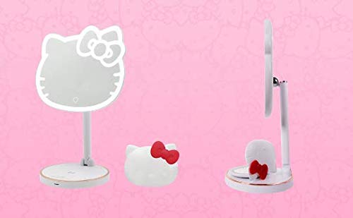 Hello Kitty Rechargeable LED Makeup Mirror Set with Adjustable Light - Portable Vanity Mirror for Girls & Women | Perfect for Home Dressing Table, Travel, and Gift Giving