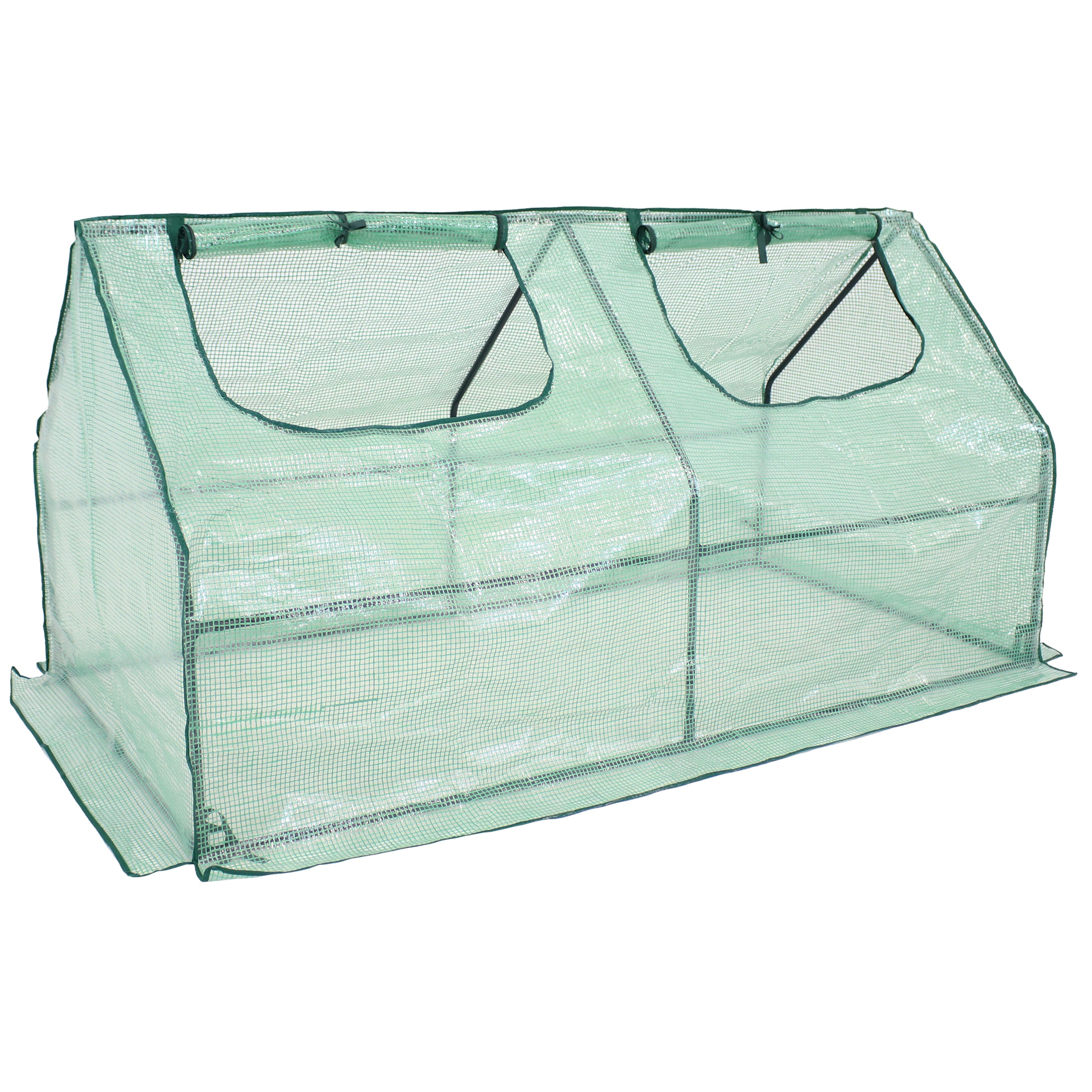Sunnydaze Portable Mini Cloche Greenhouse with Zipper Doors - Compact Plant Protection Cover for Indoor/Outdoor Gardening, Seed Starting & Plant Hardening - Green