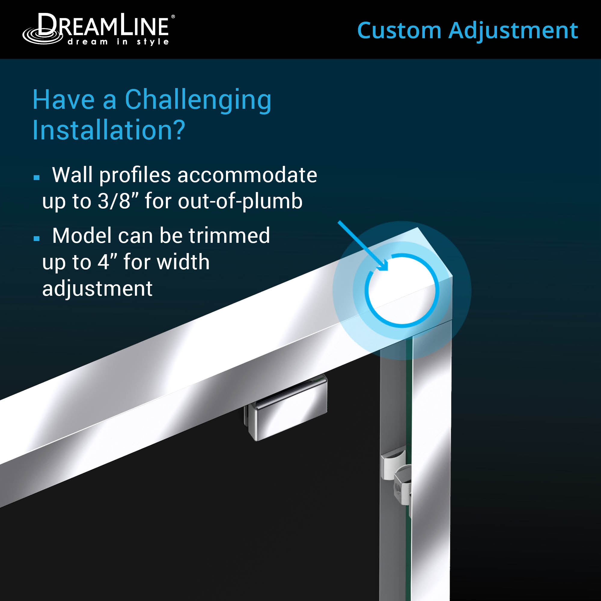DreamLine Encore 32x54x78.75 Inch Semi-Frameless Bypass Sliding Shower Door with SlimLine Base Kit - Modern Bathroom Upgrade for Small Spaces & Walk-In Showers