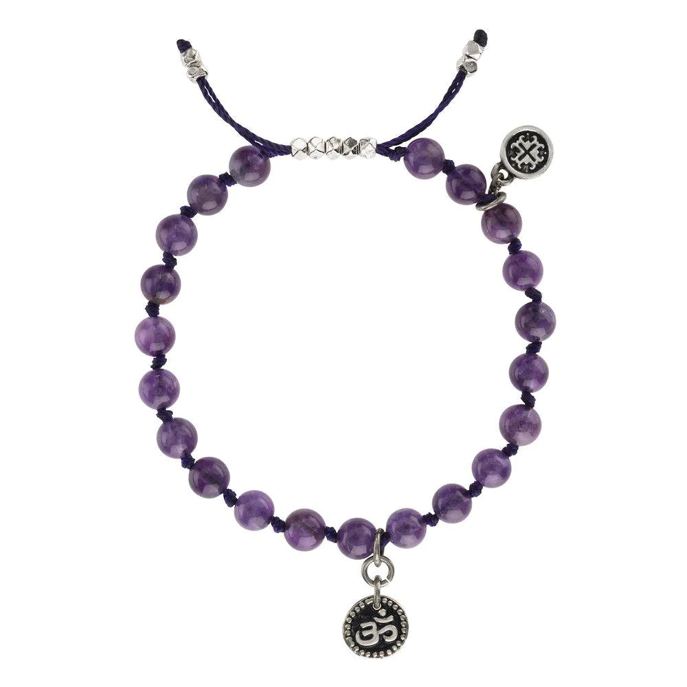 Mala + Mantra Adjustable Amethyst Bracelet for Women - Healing Crystal Jewelry for Meditation, Yoga & Spiritual Wellness