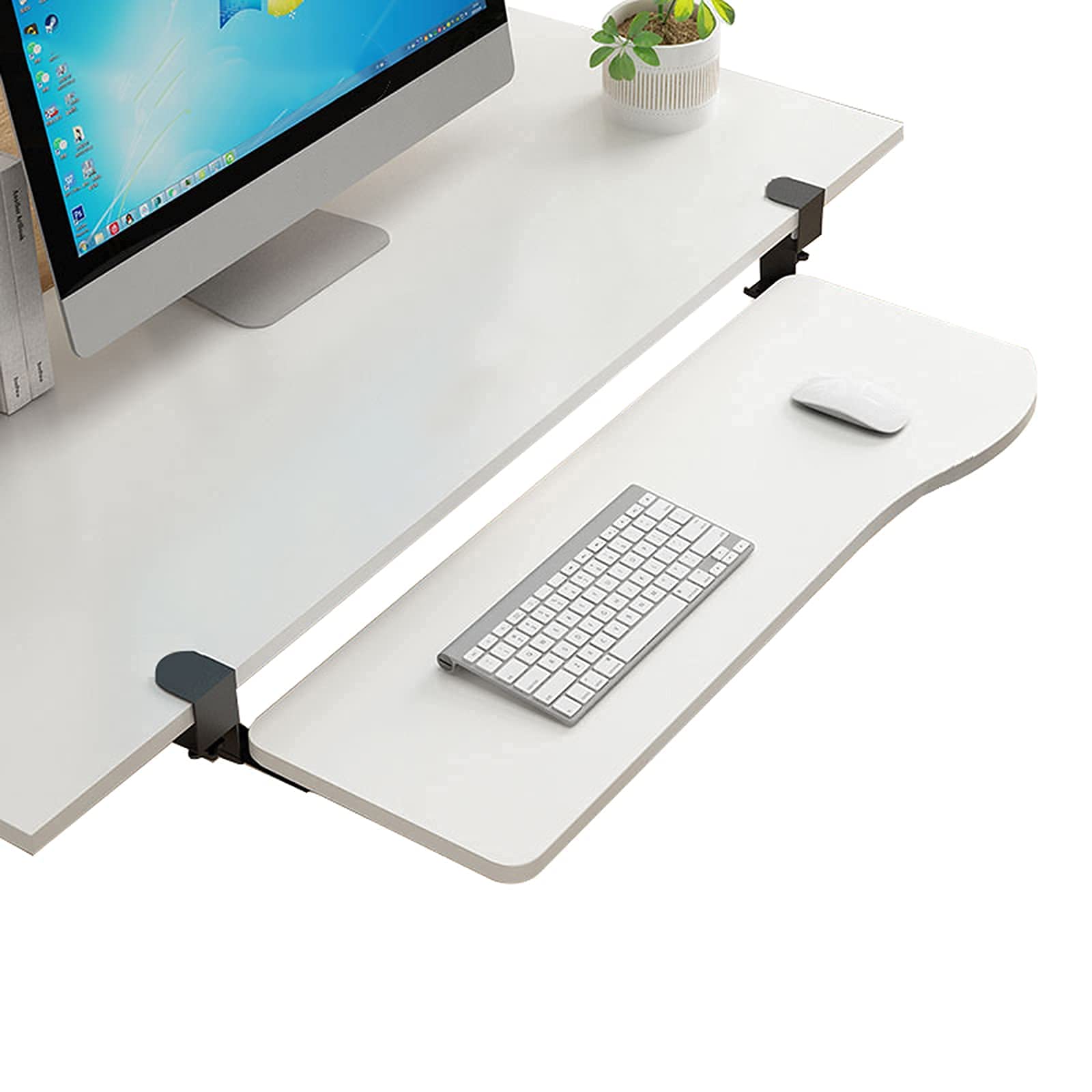 Ergonomic Under Desk Keyboard Tray - Slide-Out Enlarged Keyboard & Mouse Holder with Heavy-Duty C-Clamp Mount System - Perfect for Home Office, Gaming Setup & Workspace Ergonomics