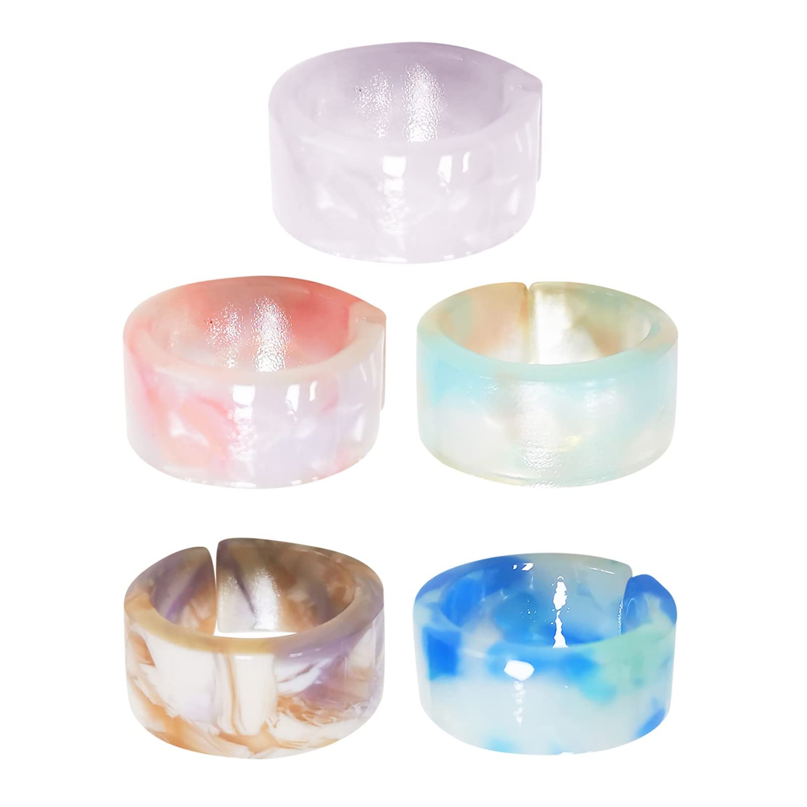 Colorful Acrylic Rainbow Cloud Rings for Women - Chunky Statement Jewelry Set - Perfect for Festival, Party, and Everyday Boho Style Accessories