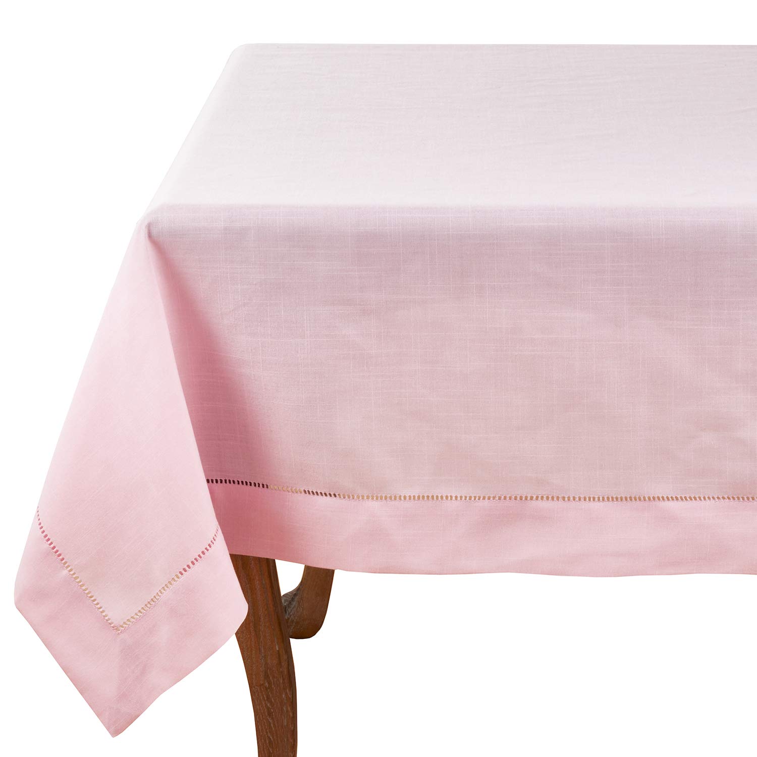 Fennco Classic Hemstitched Solid Color Tablecloth 70x180 Inches - Pink Rectangle Dining Table Cover for Banquets, Weddings, Holidays | Elegant Decor for Special Events & Everyday Use | Perfect for Formal Dinners, Party Decorations & Home Styling