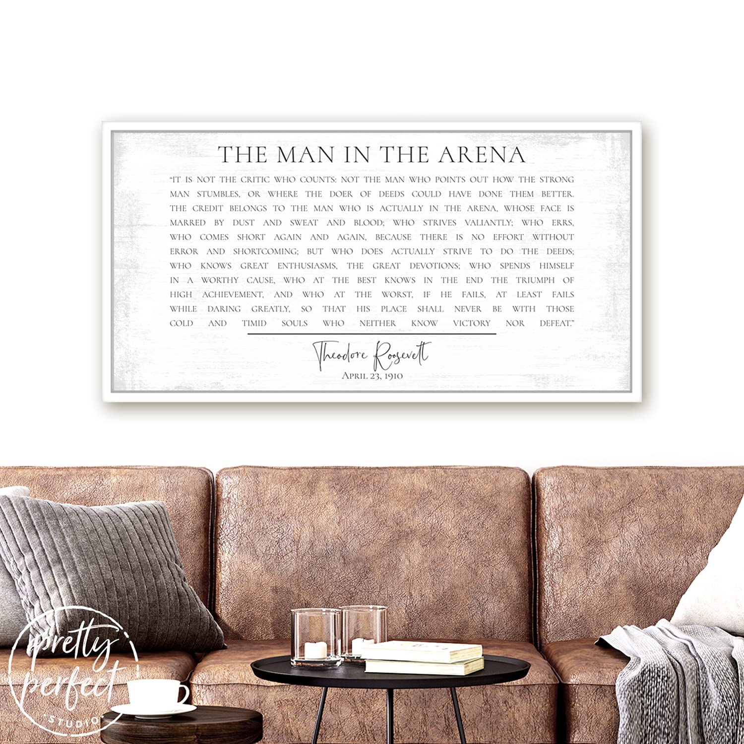 The Man in The Arena Framed Wall Art - Theodore Roosevelt Inspirational Quote Print for Home & Office Decor | Motivational Poster for Gym, Study Room & Workspace