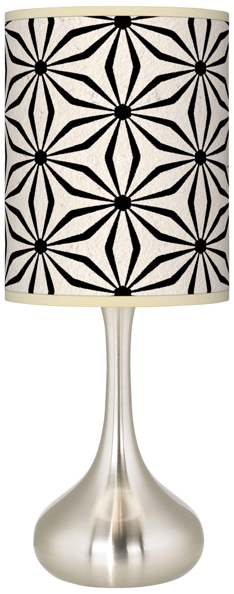 Modern Kaleidoscope Flowers Giclee Print Table Lamp with Droplet Design & Fabric Shade - Perfect for Living Room, Bedroom, and Office Decor