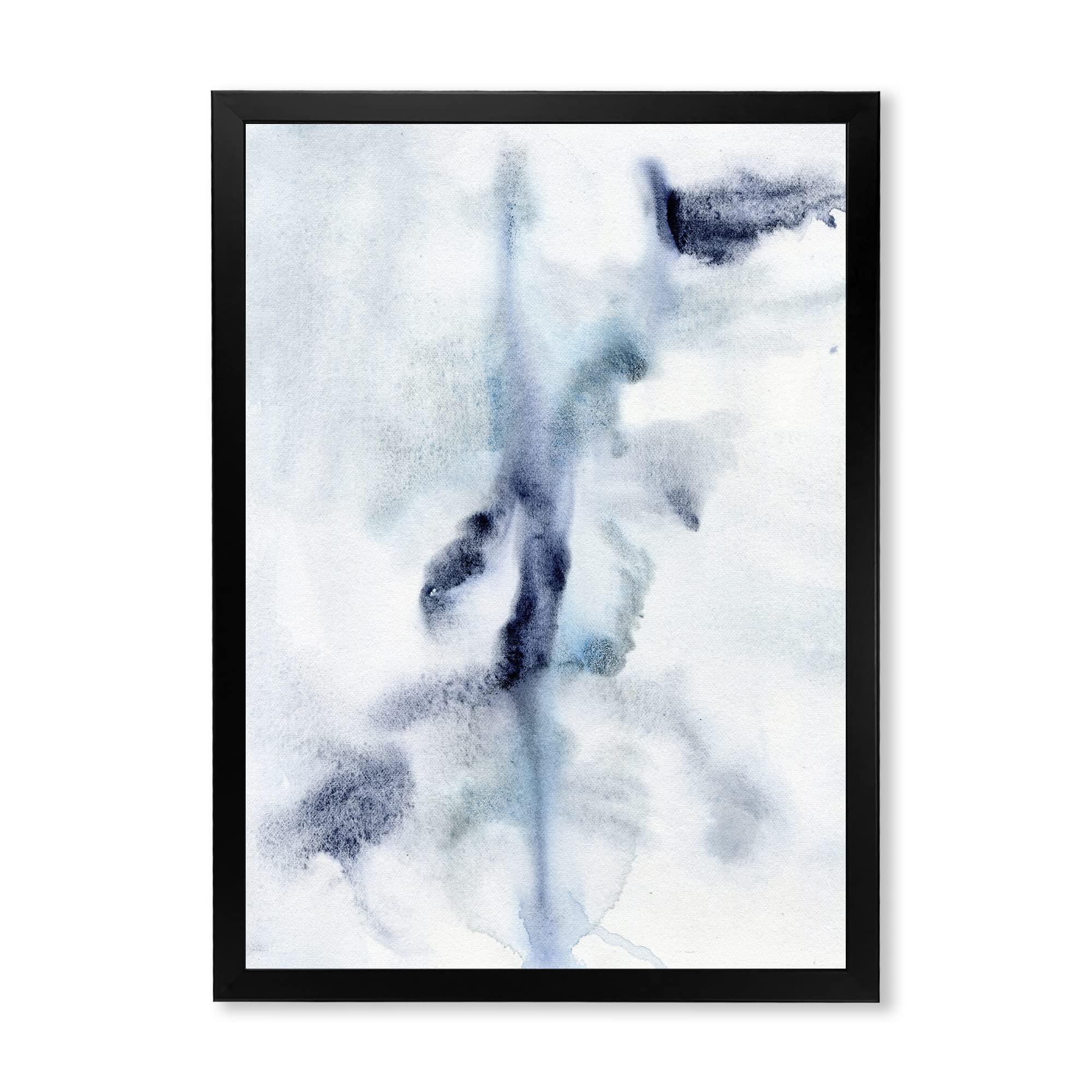 DesignQ Abstract Dark Blue Clouds Modern Framed Wall Art - Perfect for Living Room, Bedroom & Office Decor