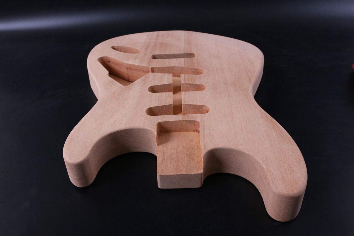 Premium Unfinished Mahogany Guitar Body for DIY Electric Guitar - Hard Tail Bridge & SSS Pickup Configuration - Perfect for Custom Builds, Upgrades, and Replacement Parts - Ideal for Musicians, Luthiers, and Guitar Enthusiasts