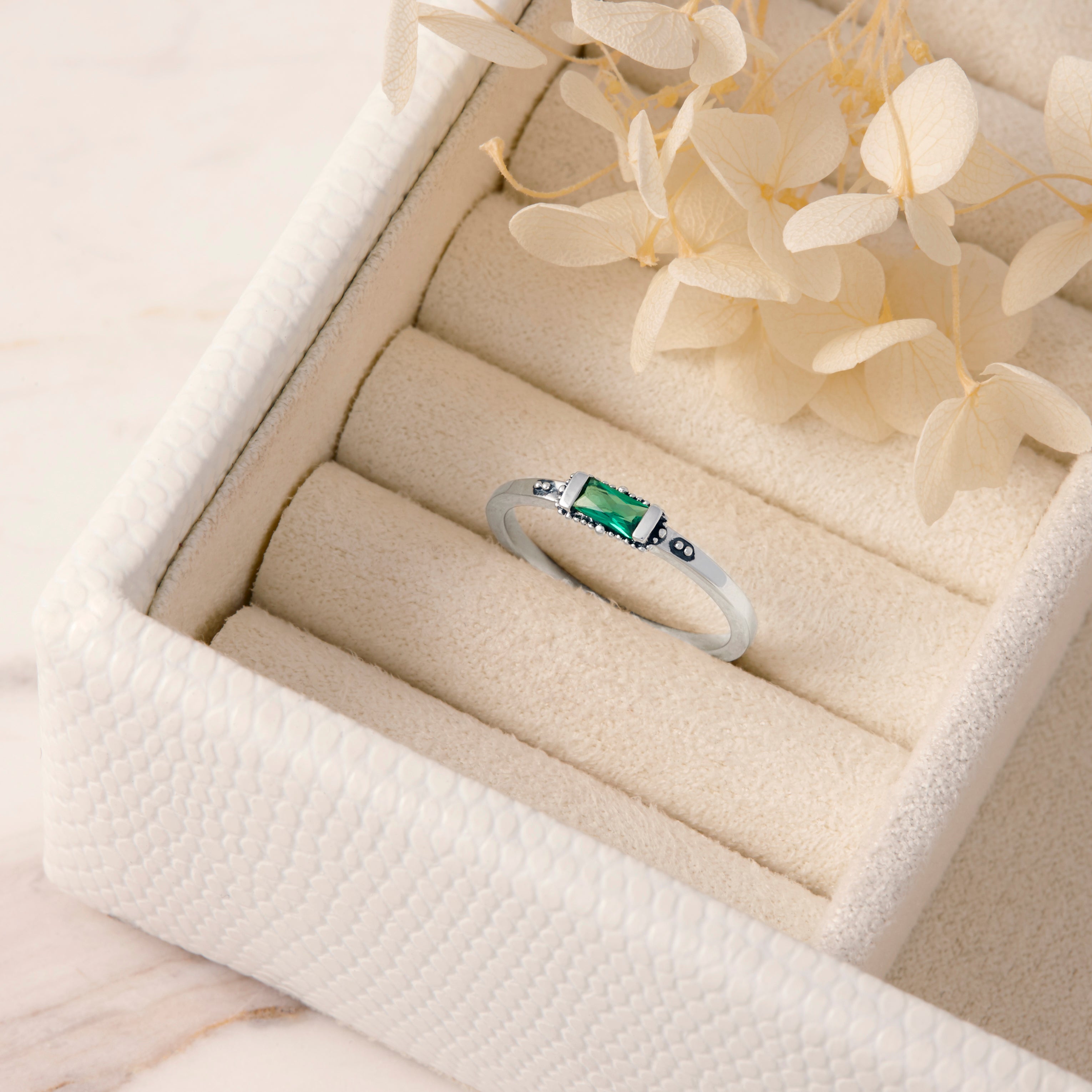 Exquisite Emerald Ring for Women - 14K Gold Plated Genuine Green Gemstone Jewelry - Perfect for Engagement, Wedding & Special Occasions
