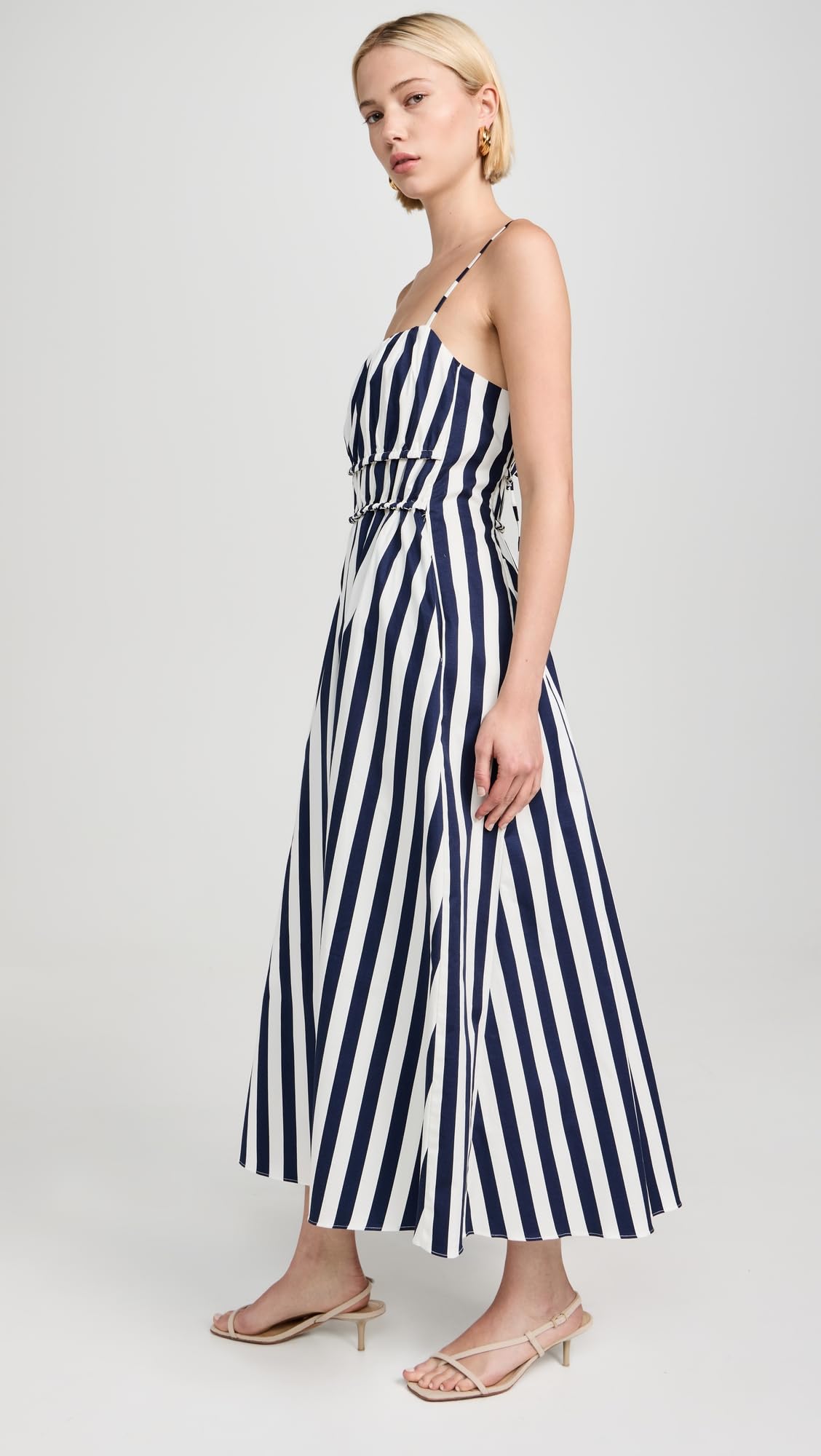 English Factory Striped Sleeveless Maxi Dress - Women's Summer Beach Dress for Vacation, Party & Casual Wear