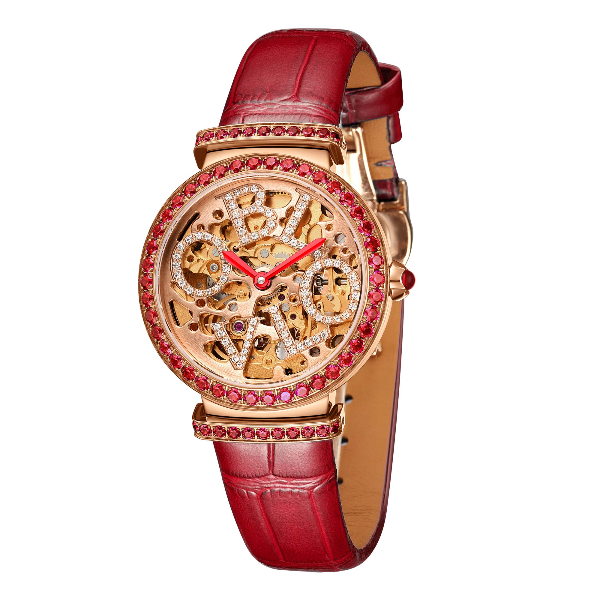 Luxury Rose Gold Automatic Women's Watch with Skeleton Dial - Genuine Leather Strap - Perfect for Business, Party & Everyday Wear