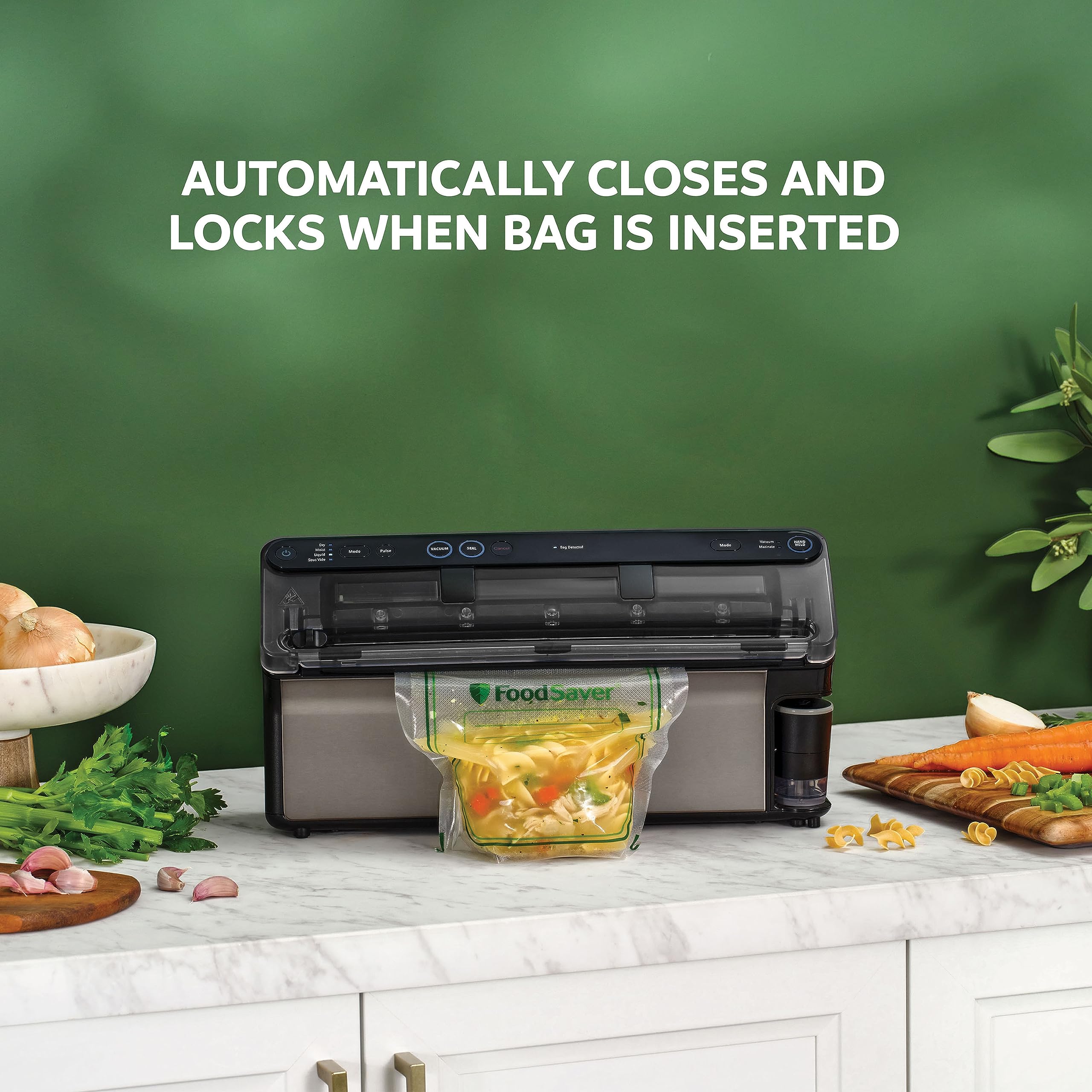 FoodSaver® Elite All-in-One Liquid+™ Vacuum Sealer Machine with Bags, Rolls & Accessories - Dark Stainless Steel | Perfect for Meal Prep, Sous Vide & Food Storage