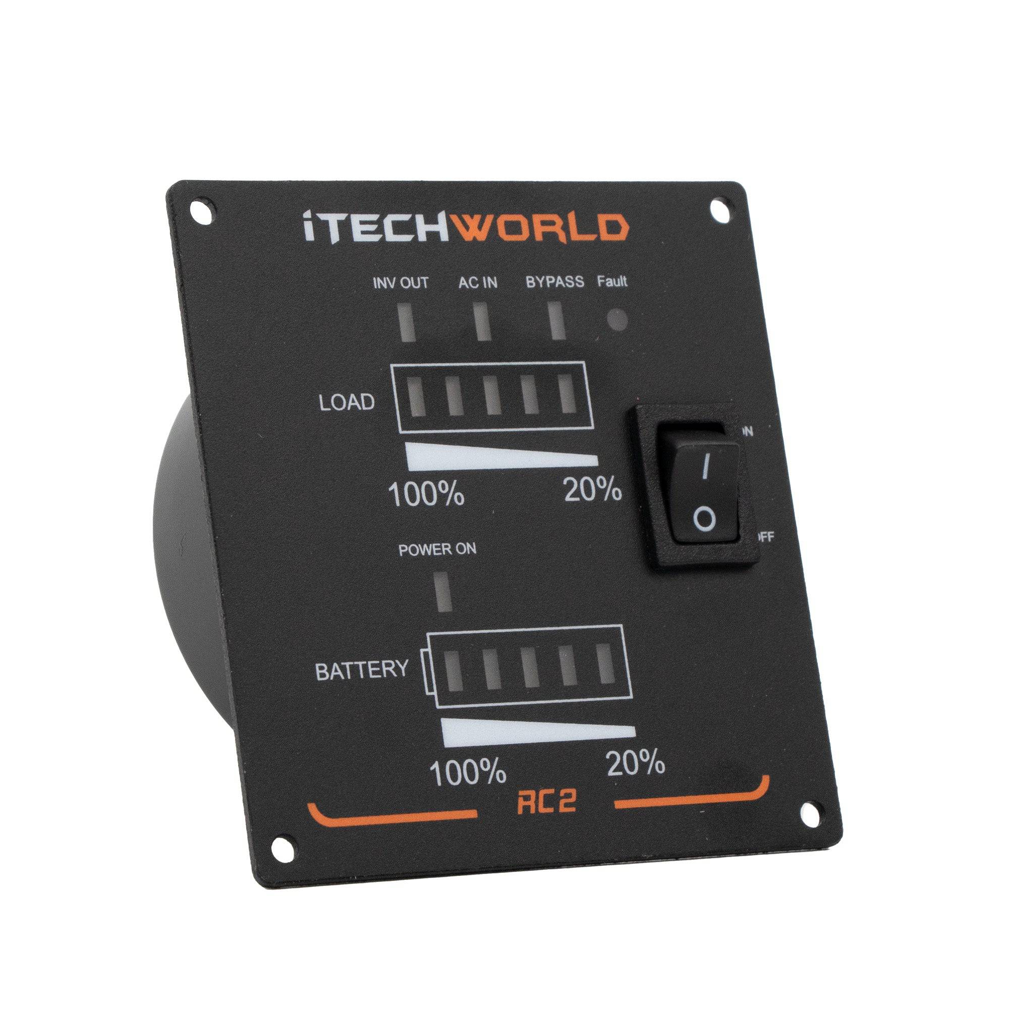 iTechworld Pure Sine Wave Inverter Remote Control with ATS & RCD - Smart On/Off Switch for Caravan, RV & Off-Grid Power Systems | Wireless RC2 Controller for Reliable Energy Management
