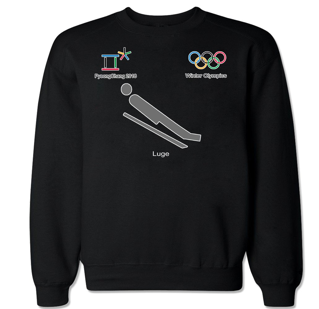 FTD Apparel Men's Pyeongchang 2018 Winter Olympics Luge Crew Neck Sweater - Warm Casual Pullover for Winter Sports & Outdoor Activities