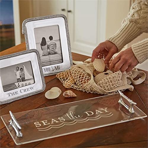 MARIPOSA Rope Statement Picture Frame - 5x7 Inch Silver Photo Frame for Wall Decor, Tabletop Display, Wedding, Home & Office Decor