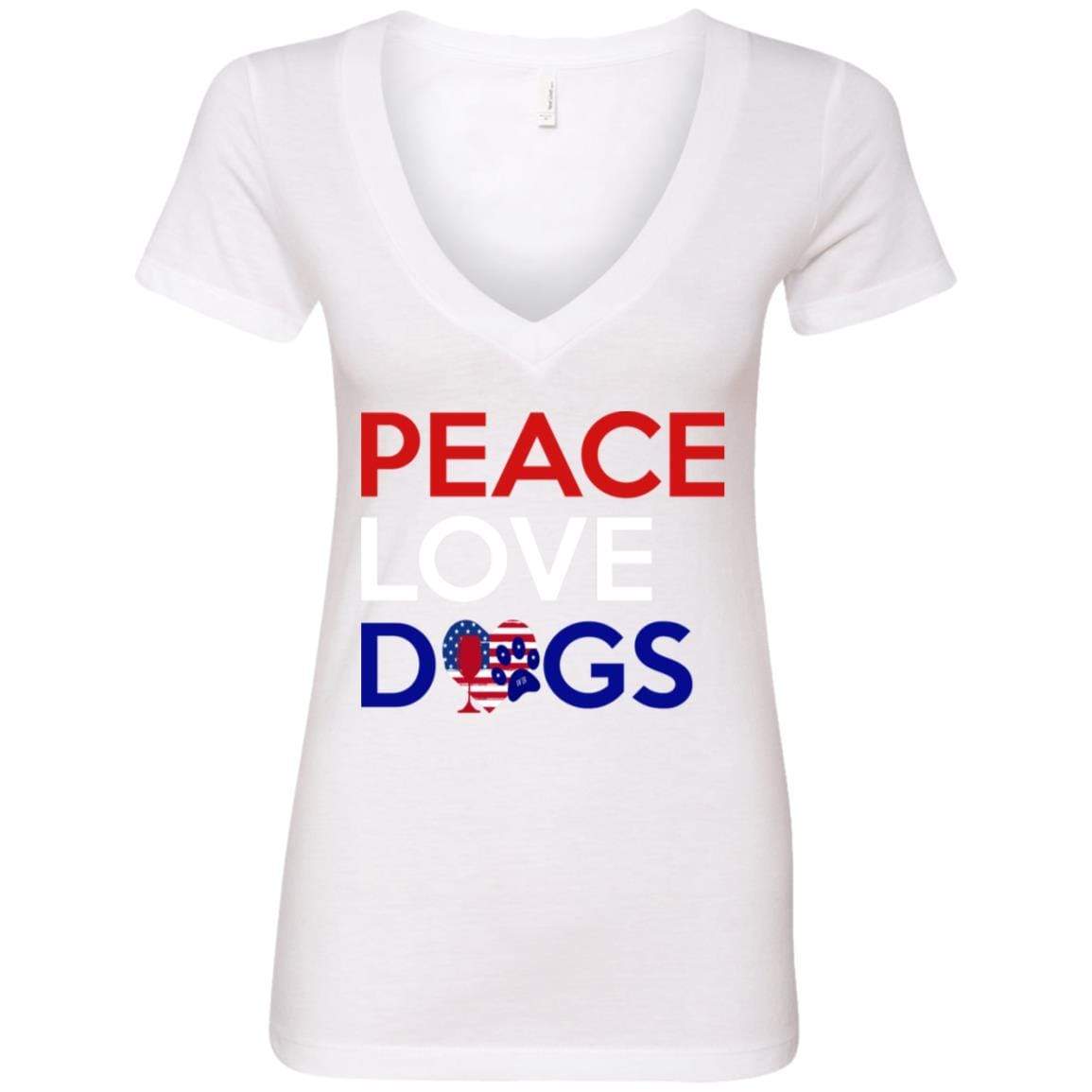 Peace Love Dogs Women's Deep V Neck T-Shirt | Trendy Casual Tee for Dog Lovers | Perfect for Outings, Gifts & Everyday Wear
