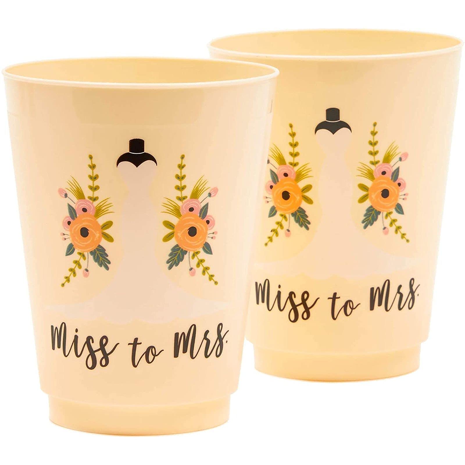 Sparkle & Bash Plastic Party Cups - 16 Pack for Bachelorette Party, Bridal Shower, Birthday & Celebrations - Disposable Glitter Cups for Champagne, Cocktails & Drinks
