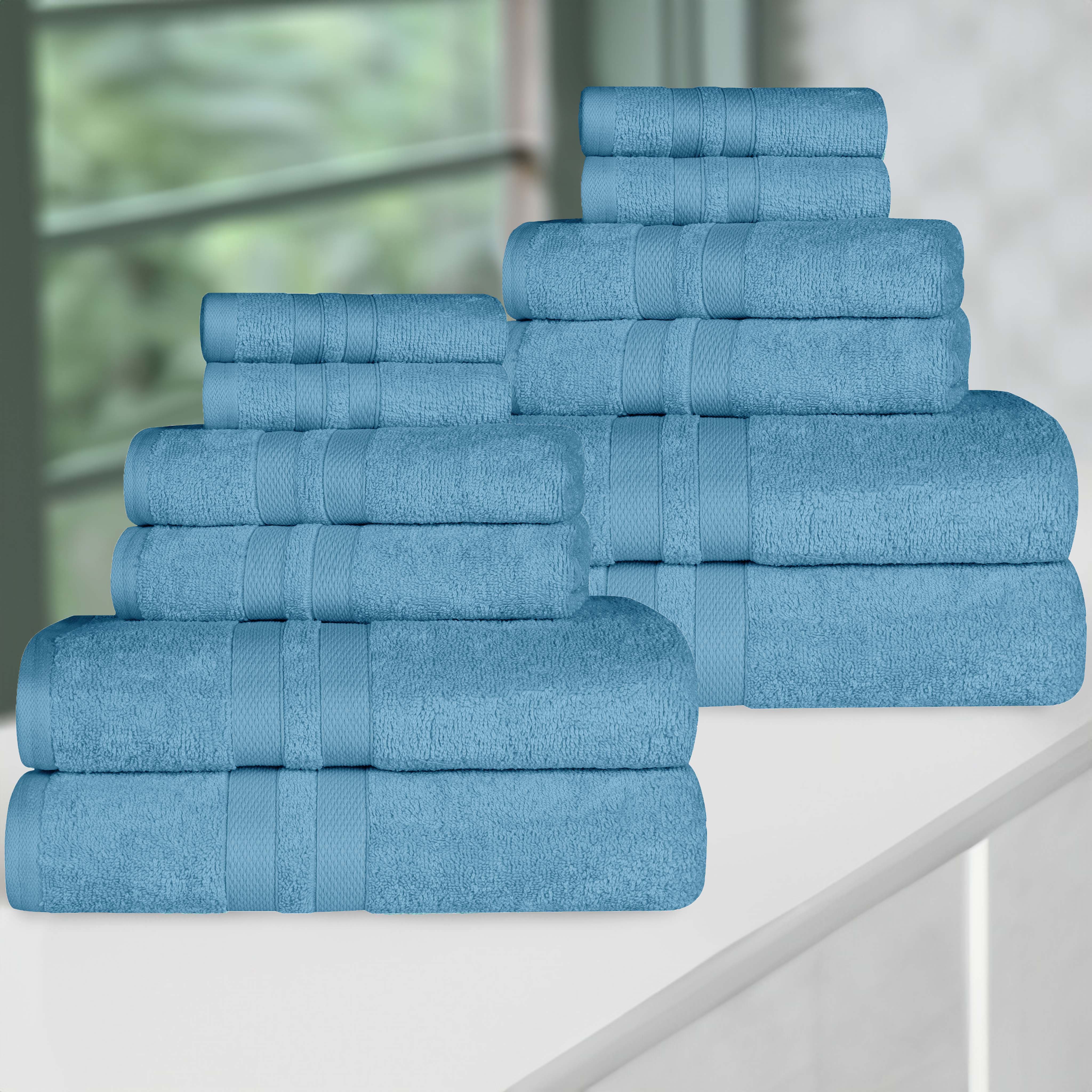 Premium 12-Piece Ultra Soft Cotton Towel Set - Super Absorbent, Quick Drying Bath & Beach Towels for Spa, Gym, Pool, and Home Use