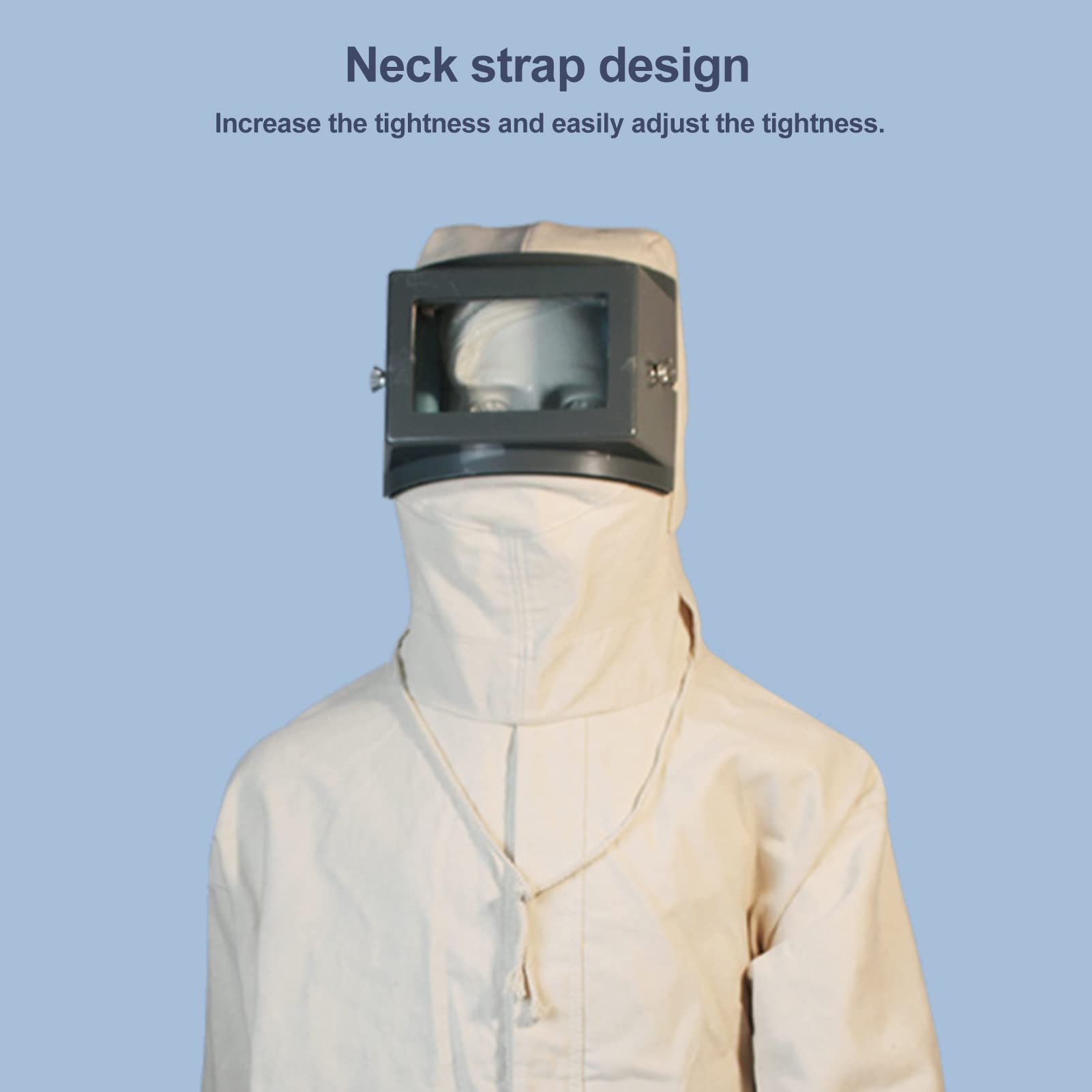 Leapiture Full Body Protective Work Coverall - Dustproof Sandblasting Suit with Transparent Face Shield & Oxygen Tube Connection - Ideal for Sandblasting, Painting, and Industrial Safety Work